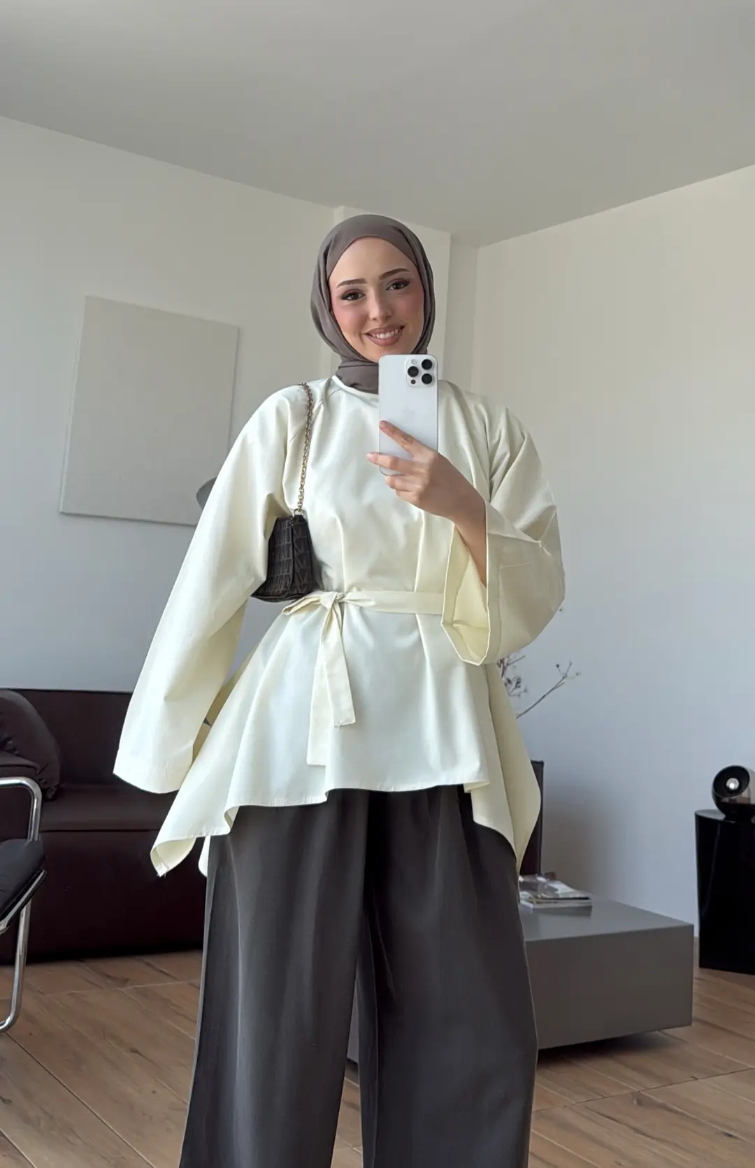 Dalgalı Tunik Ekru