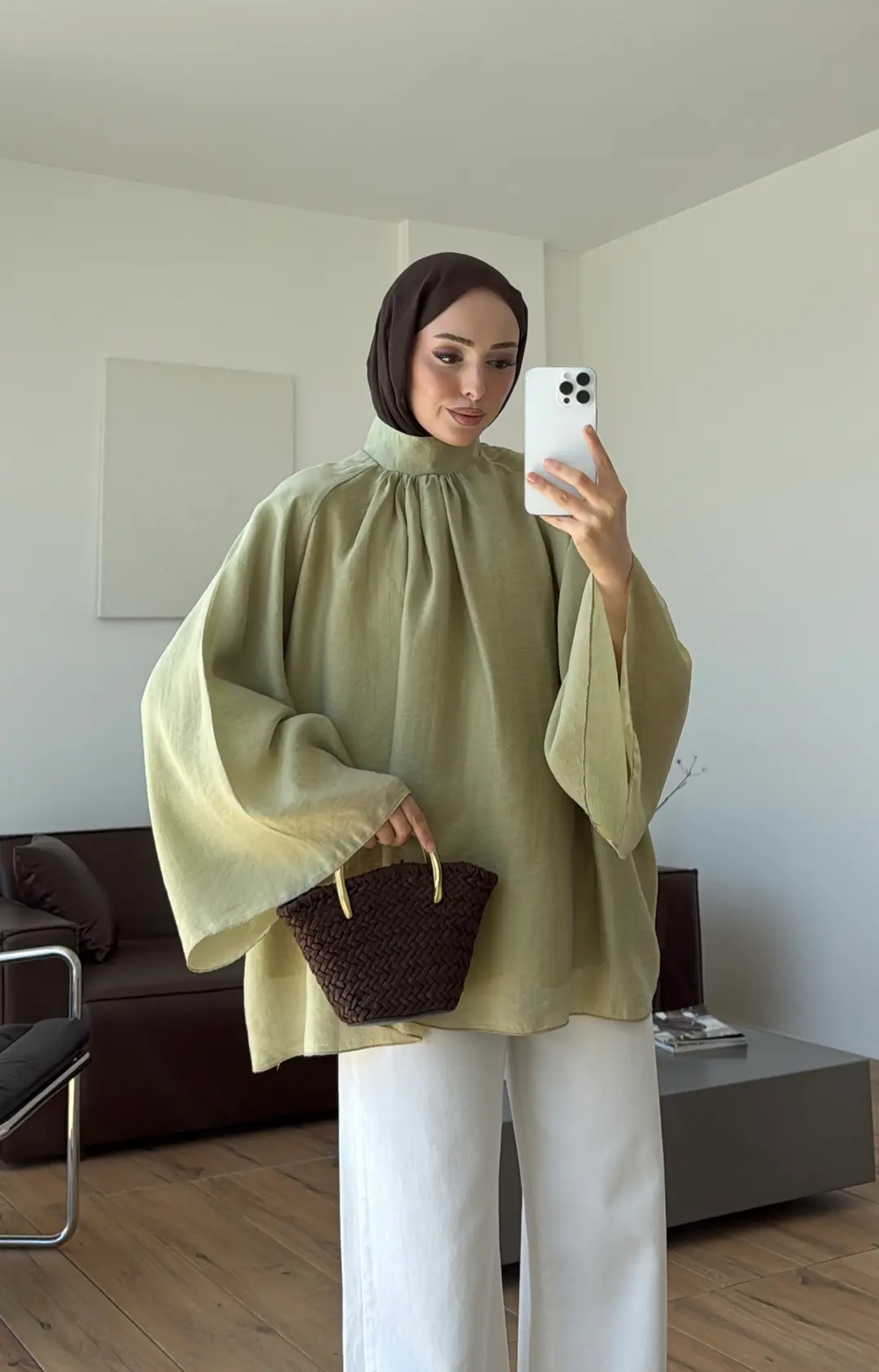 Arya Geniş Kol Bluz Açık Yeşil