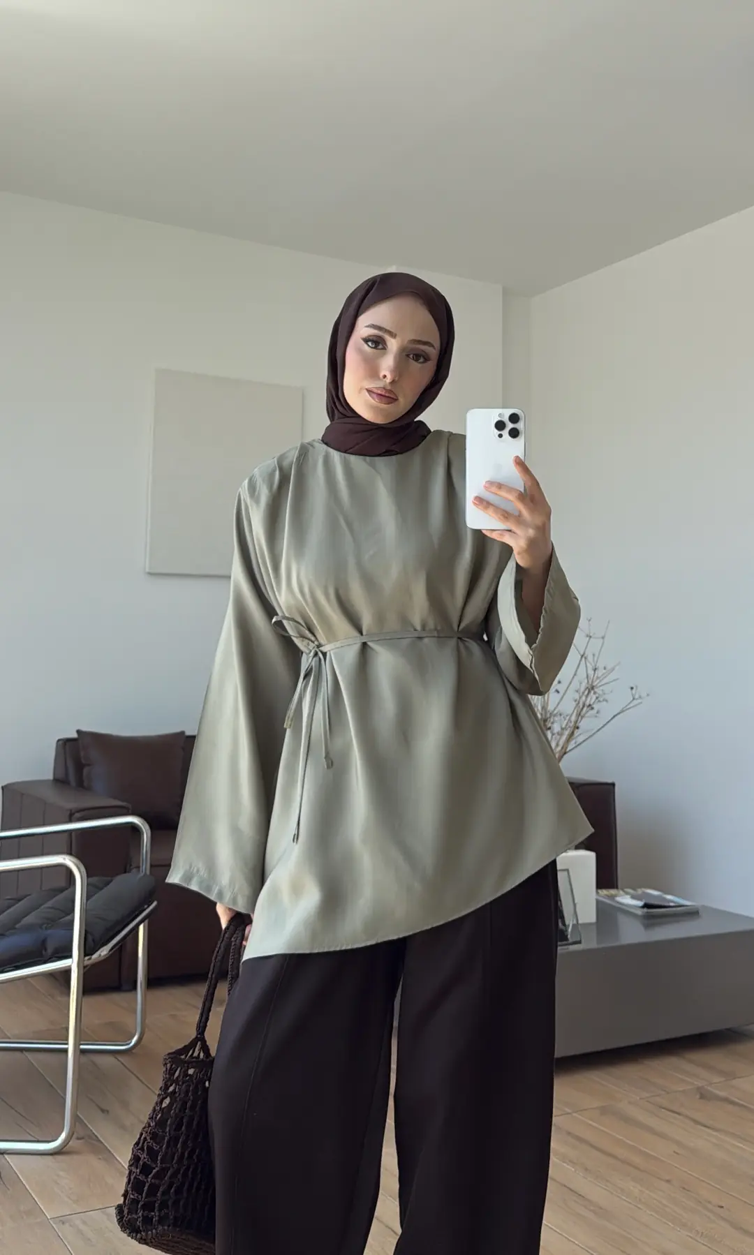 Vatkalı Asimetrik Bluz Haki