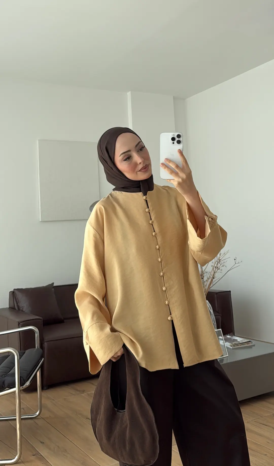 Top Düğmeli Modal Bluz Melon