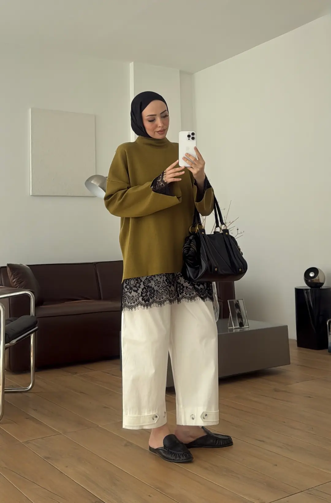 Dantel Detay Triko KazaK Olive