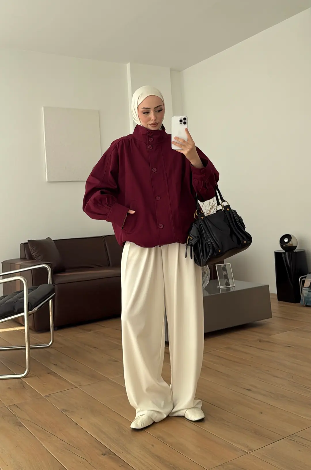 Gabardin Bomber Ceket Bordo