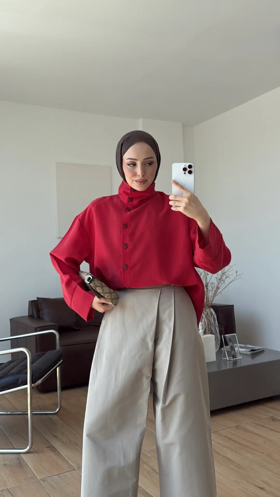 Dik Yaka Gömlek Kırmızı
