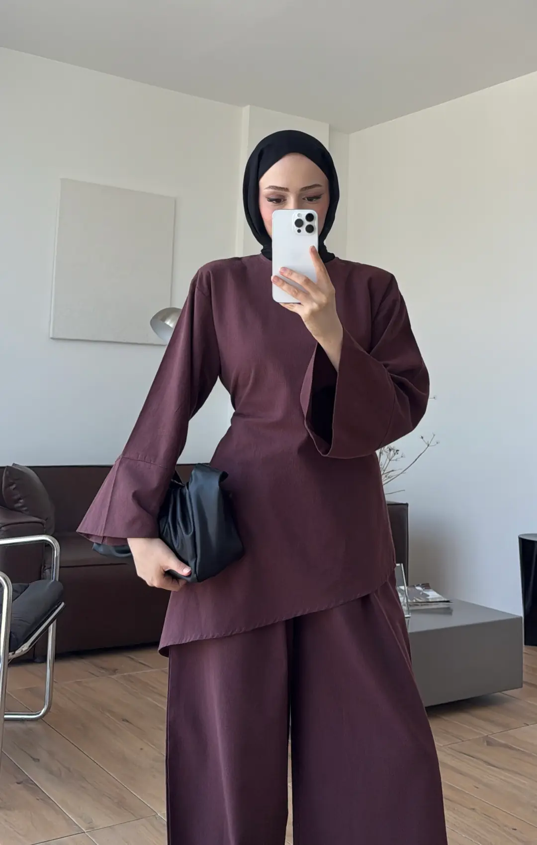 Yırtmaçlı Takım Bordo