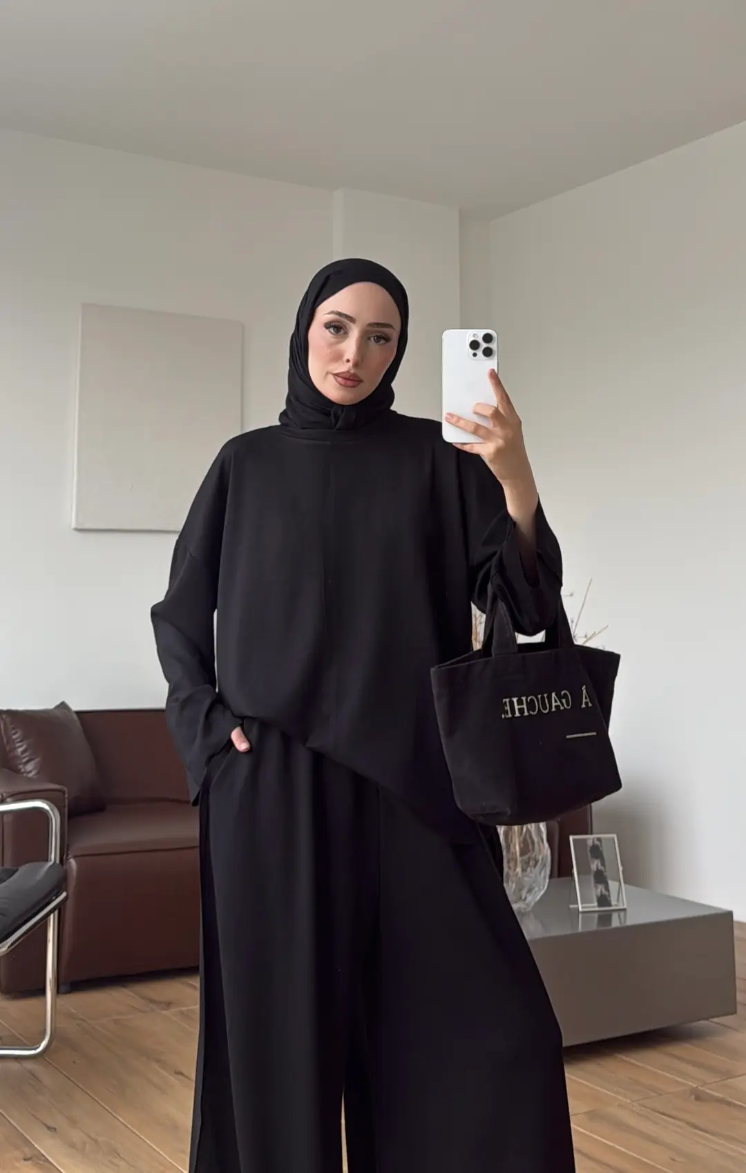 Oysho Dökümlü Bluzlu Takım Siyah