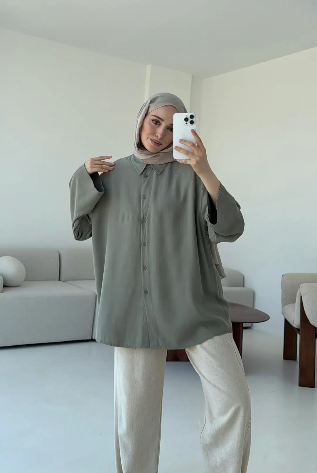 Tencel Yıkamalı Gömlek Cağla