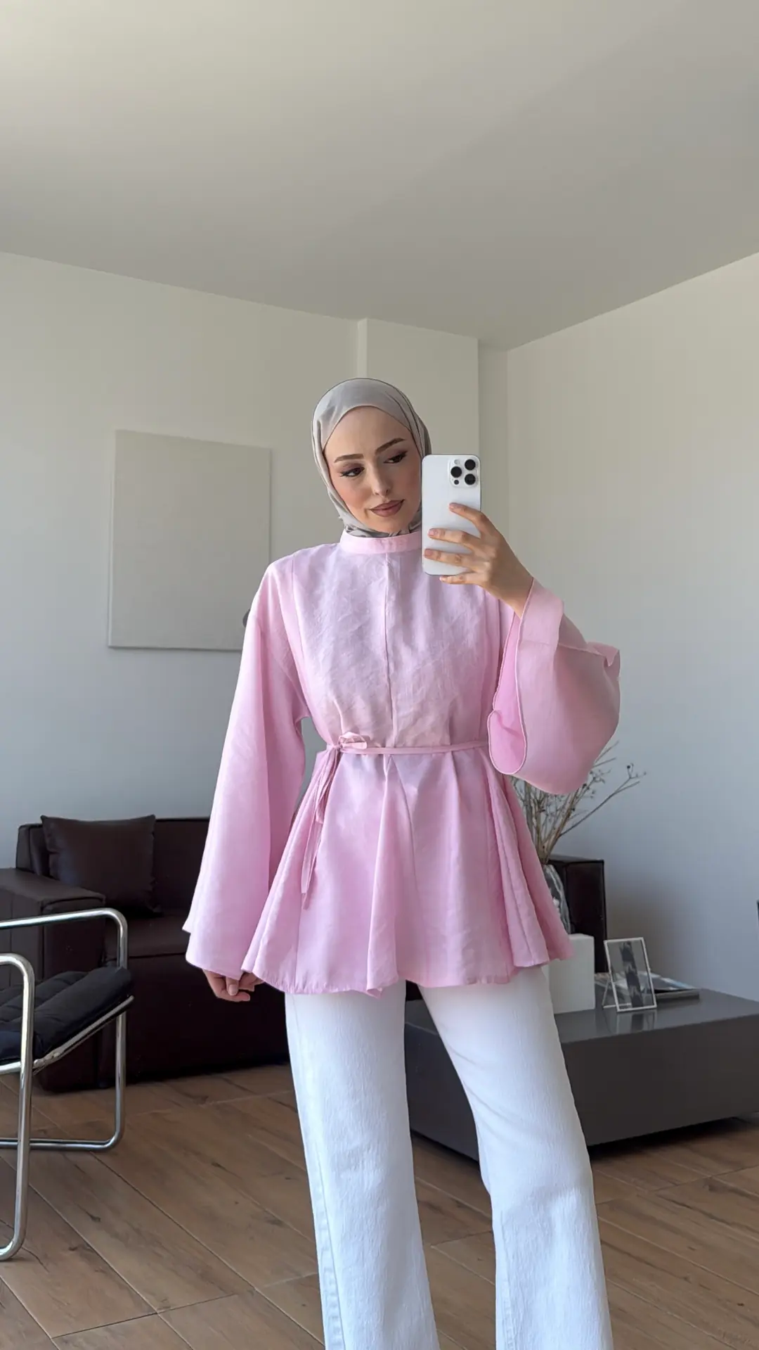 Volanlı Modal Gömlek Pembe