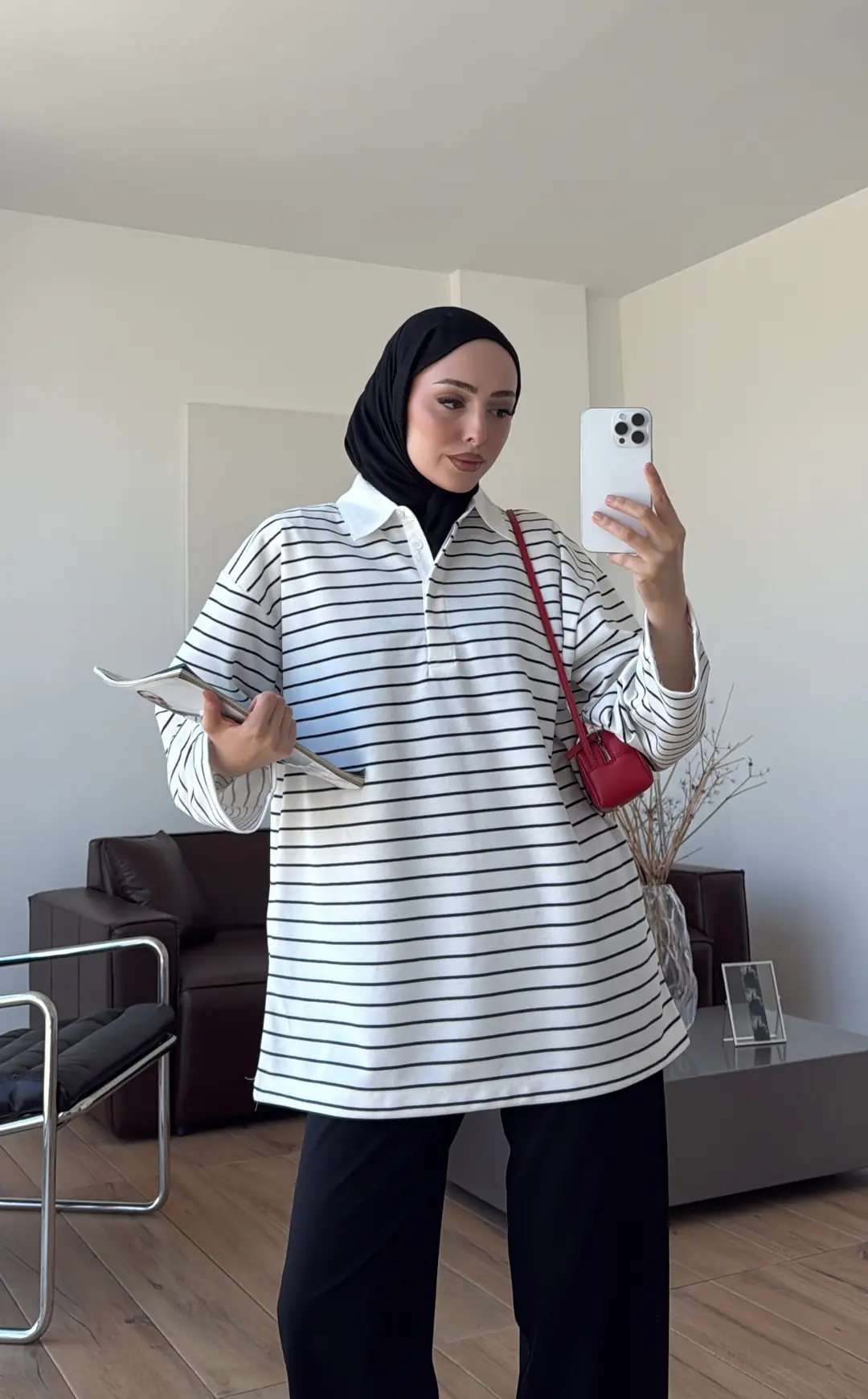 Gizli Patlı Çizgili Sweatshırt