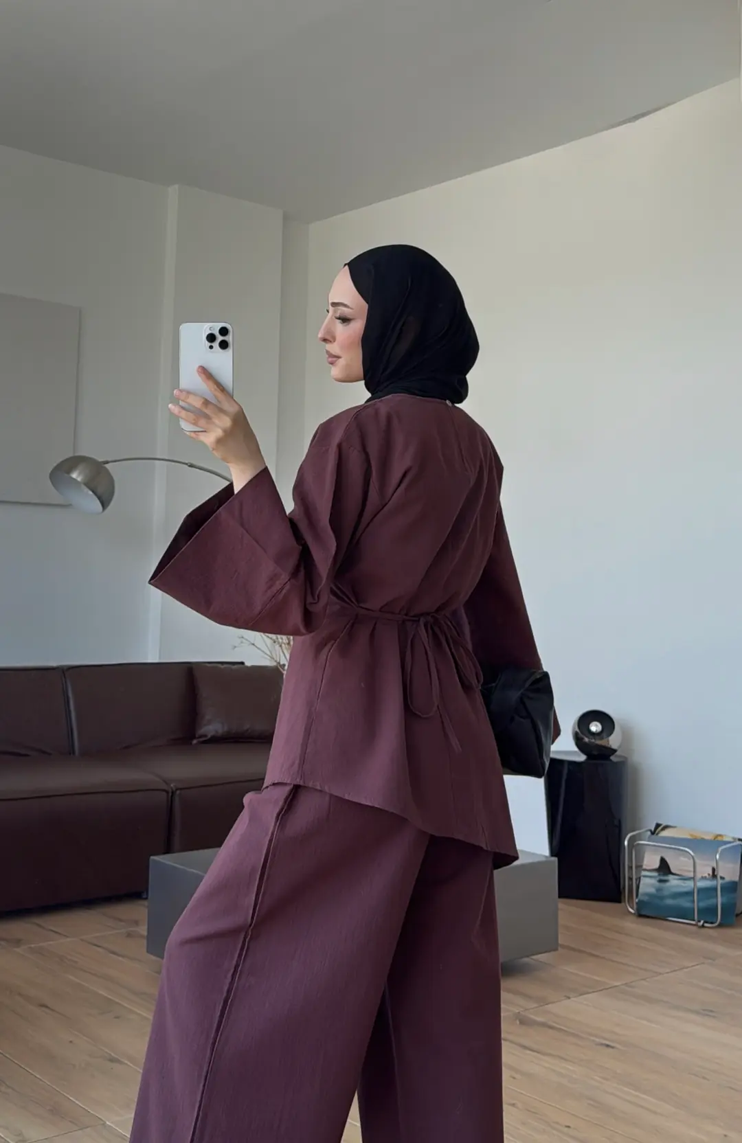 Yırtmaçlı Takım Bordo