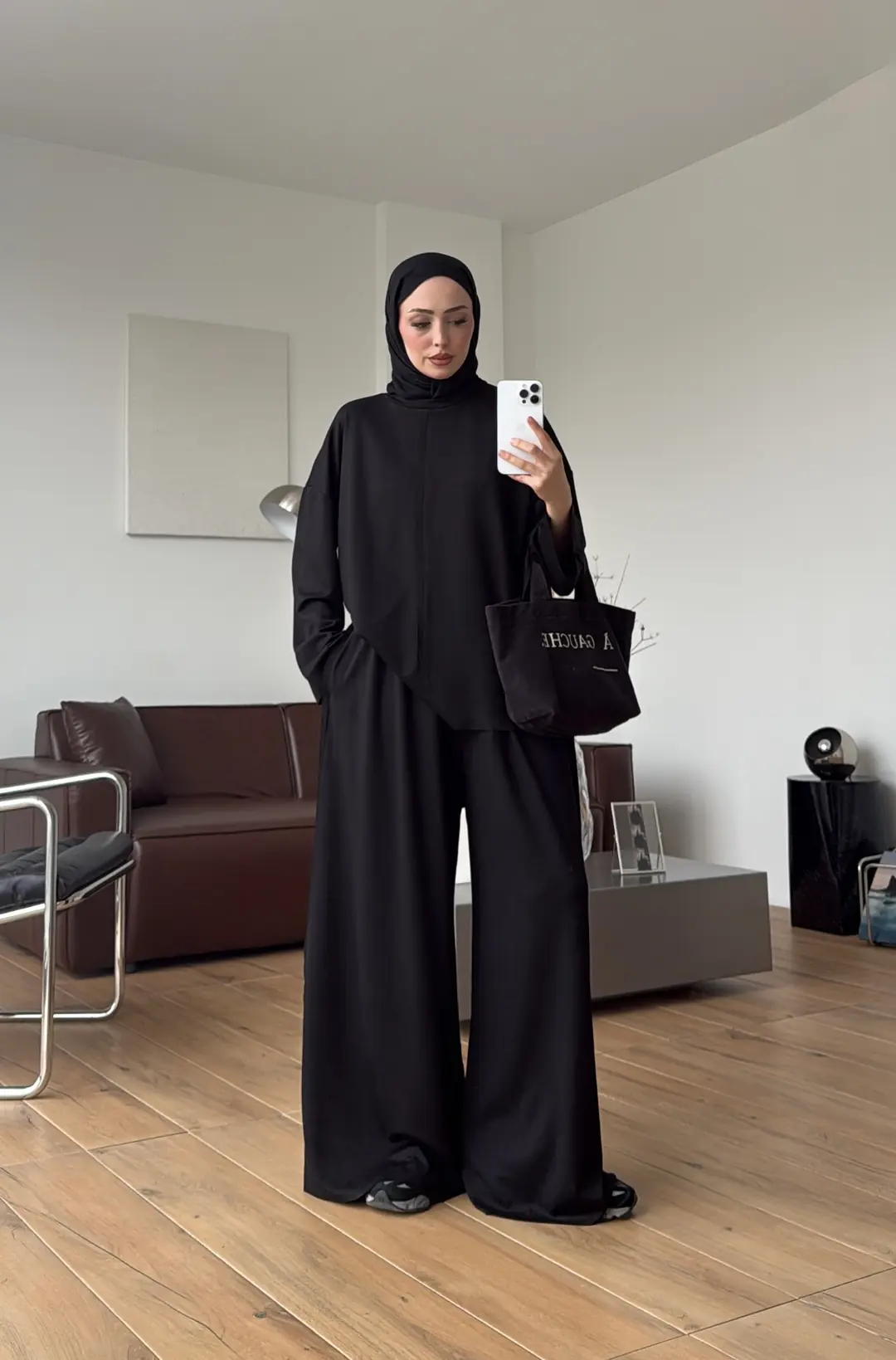 Oysho Dökümlü Bluzlu Takım Siyah