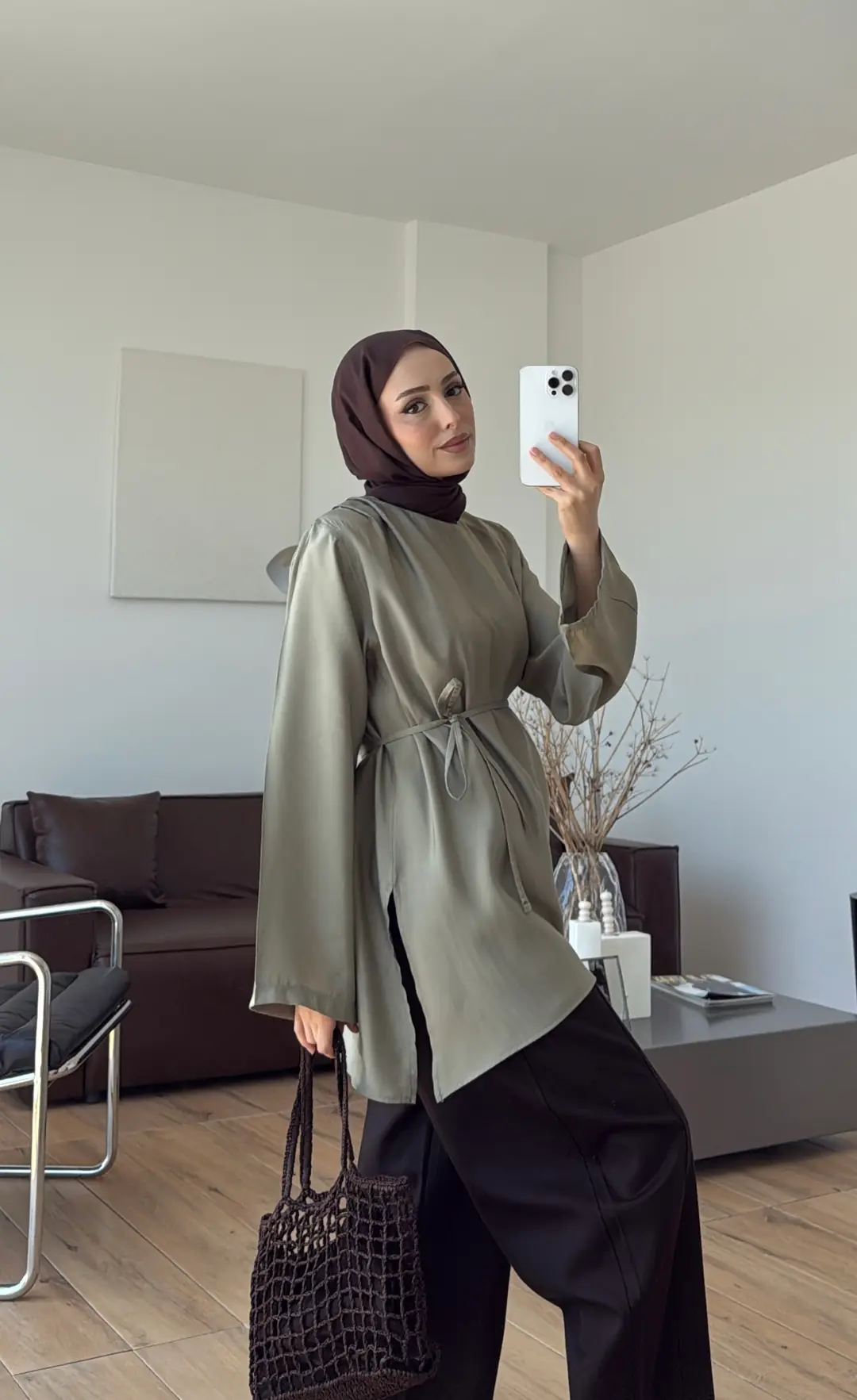 Vatkalı Asimetrik Bluz Haki