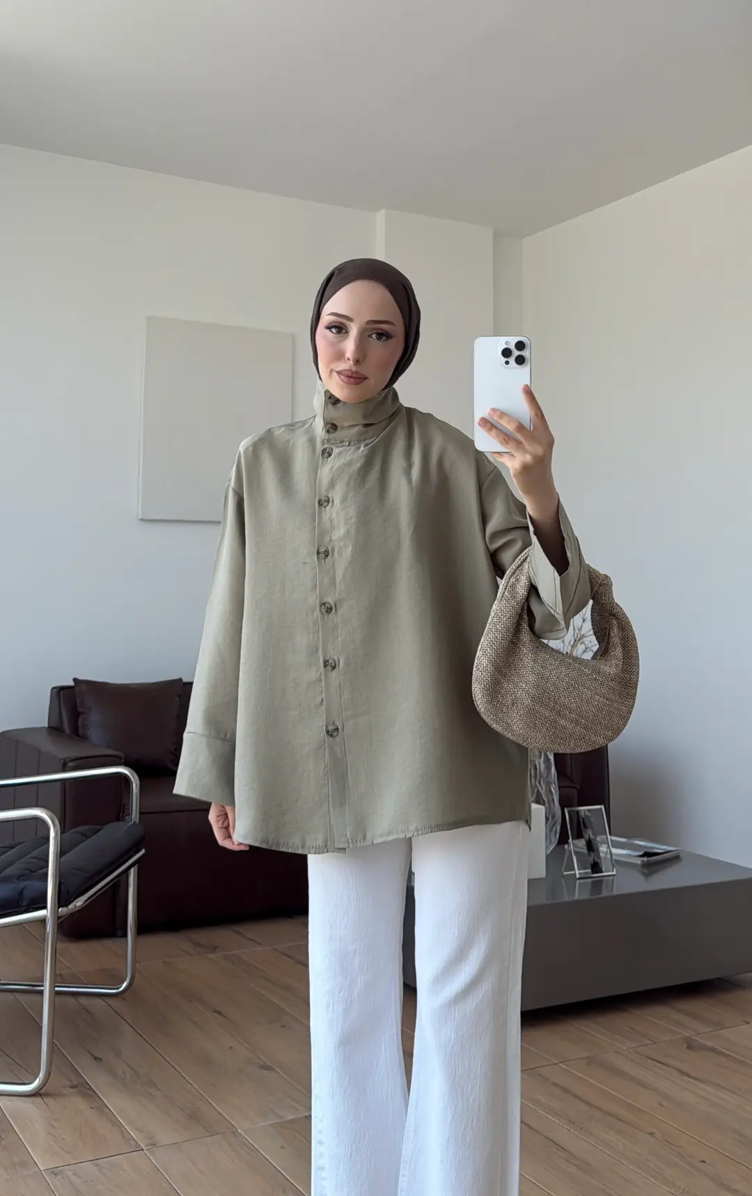 Dik Yaka Gömlek Olive
