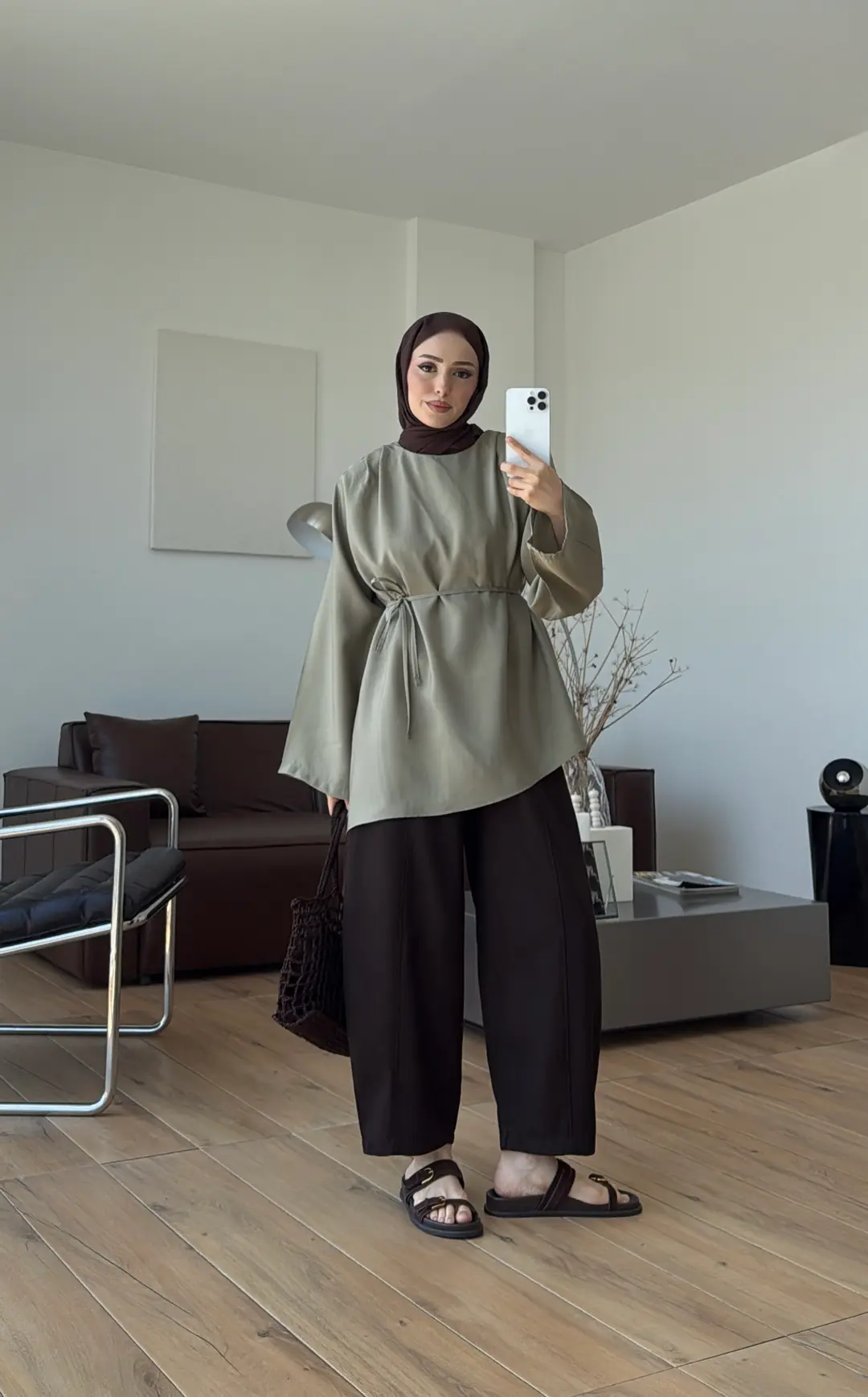 Vatkalı Asimetrik Bluz Haki