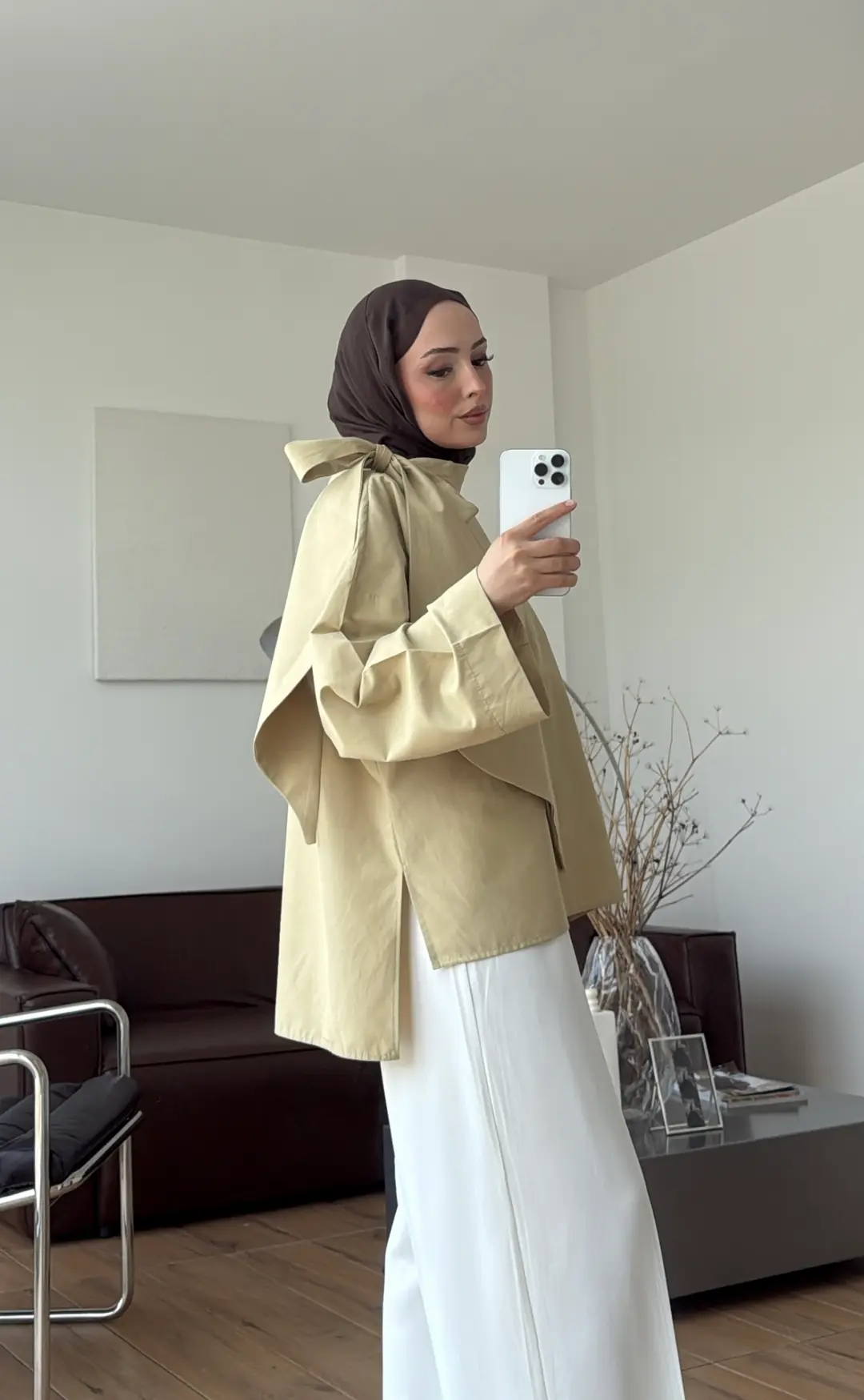 Fiyonk Detay Poplin Bluz Soft Olive