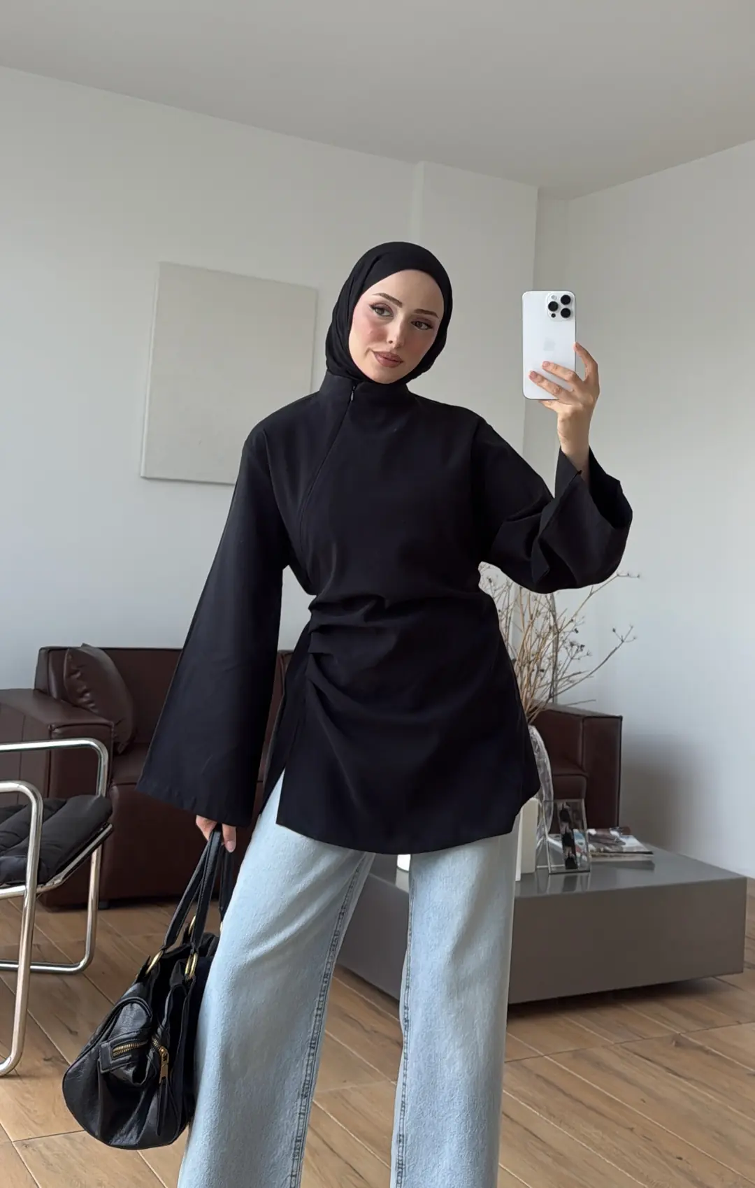 Modal Tasarım Bluz Siyah