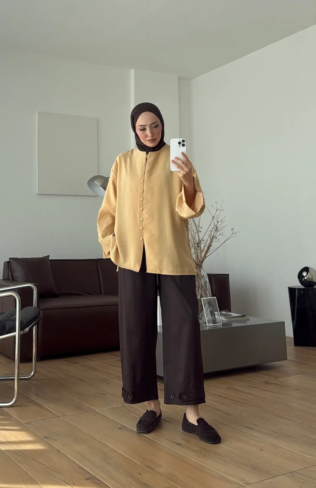 Top Düğmeli Modal Bluz Melon