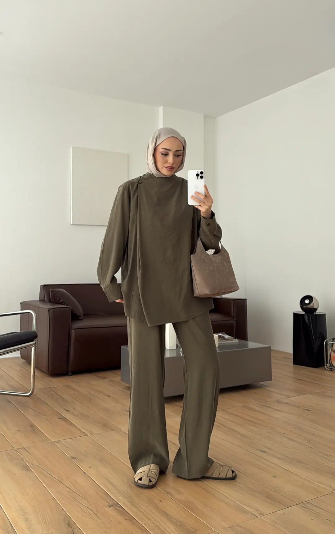 Modal Çapraz Düğmeli Takım Haki