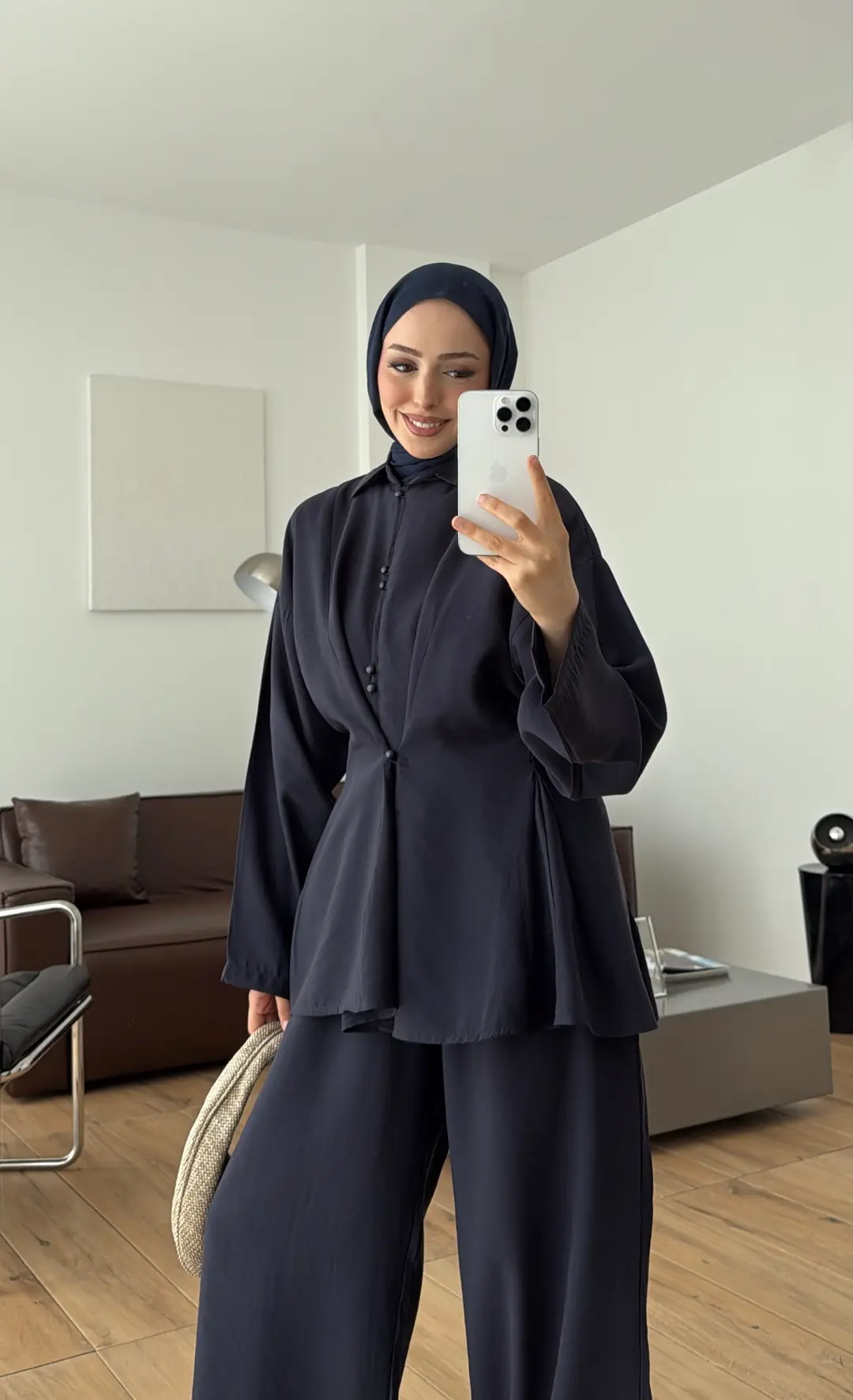 Top Düğmeli Tasarım Takım Lacivert