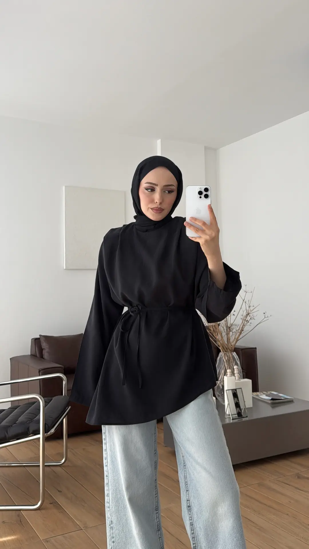 Vatkalı Asimetrik Bluz Siyah