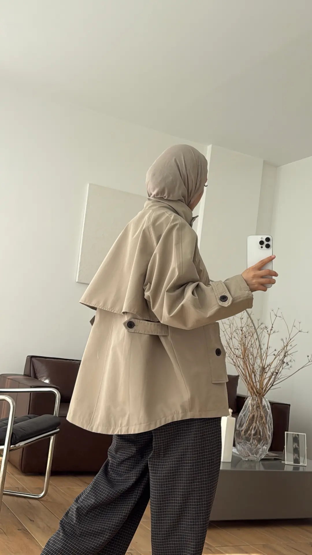 Minimal Yakalı Trençkot Vizon