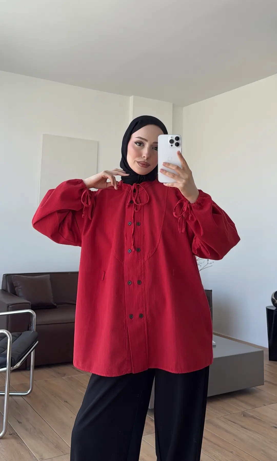 Premium Geniş Patlı Gömlek Kırmızı