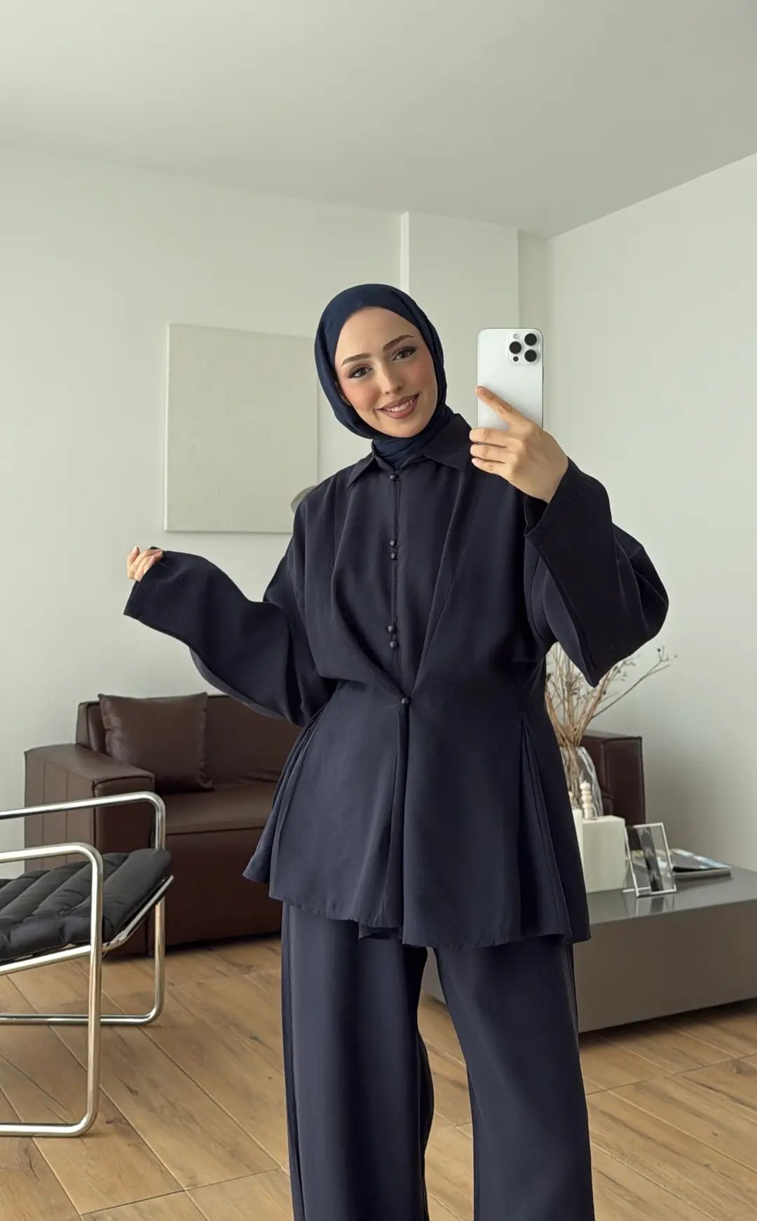Top Düğmeli Tasarım Takım Lacivert