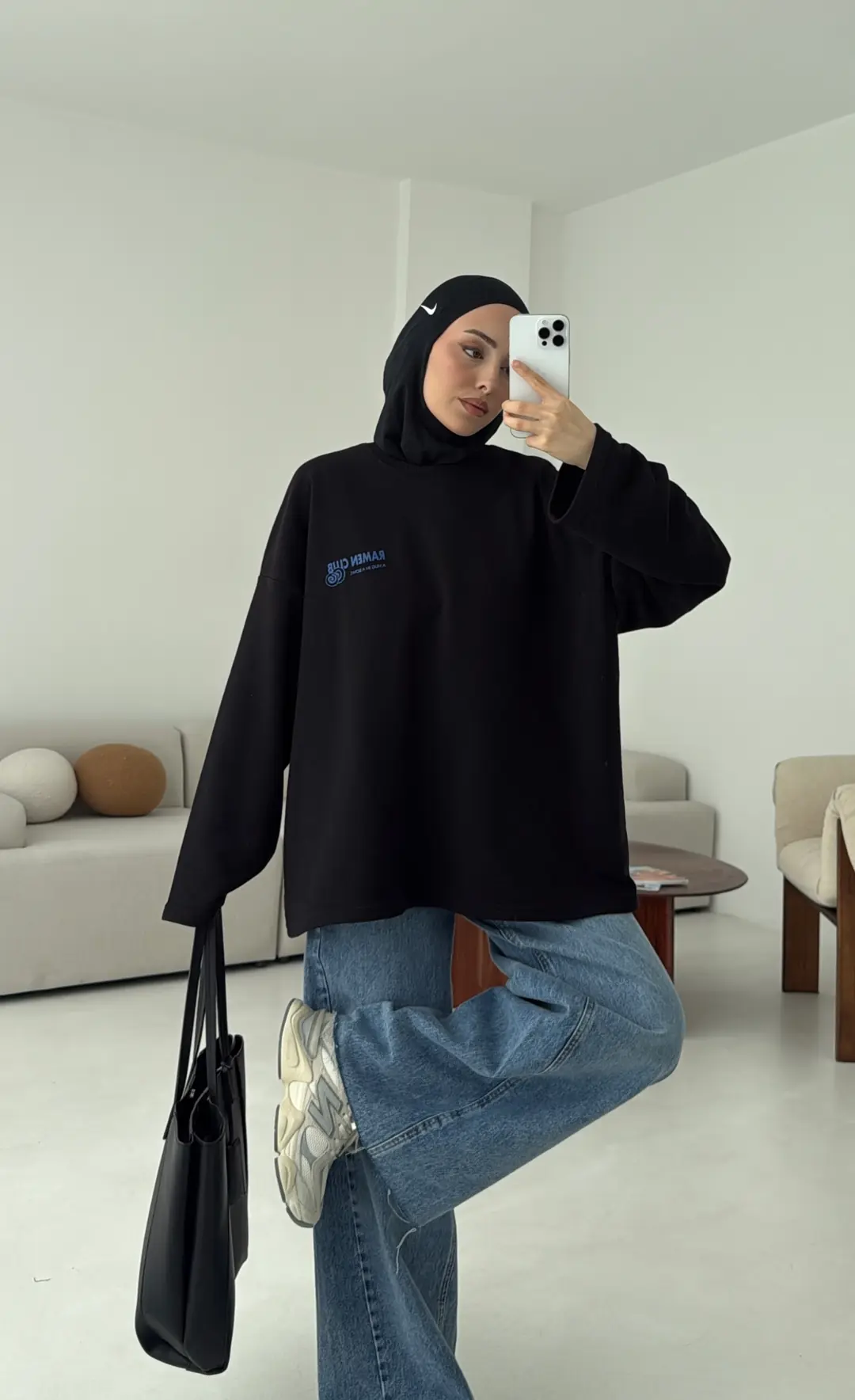 Ramen Baskılı Sweat Siyah