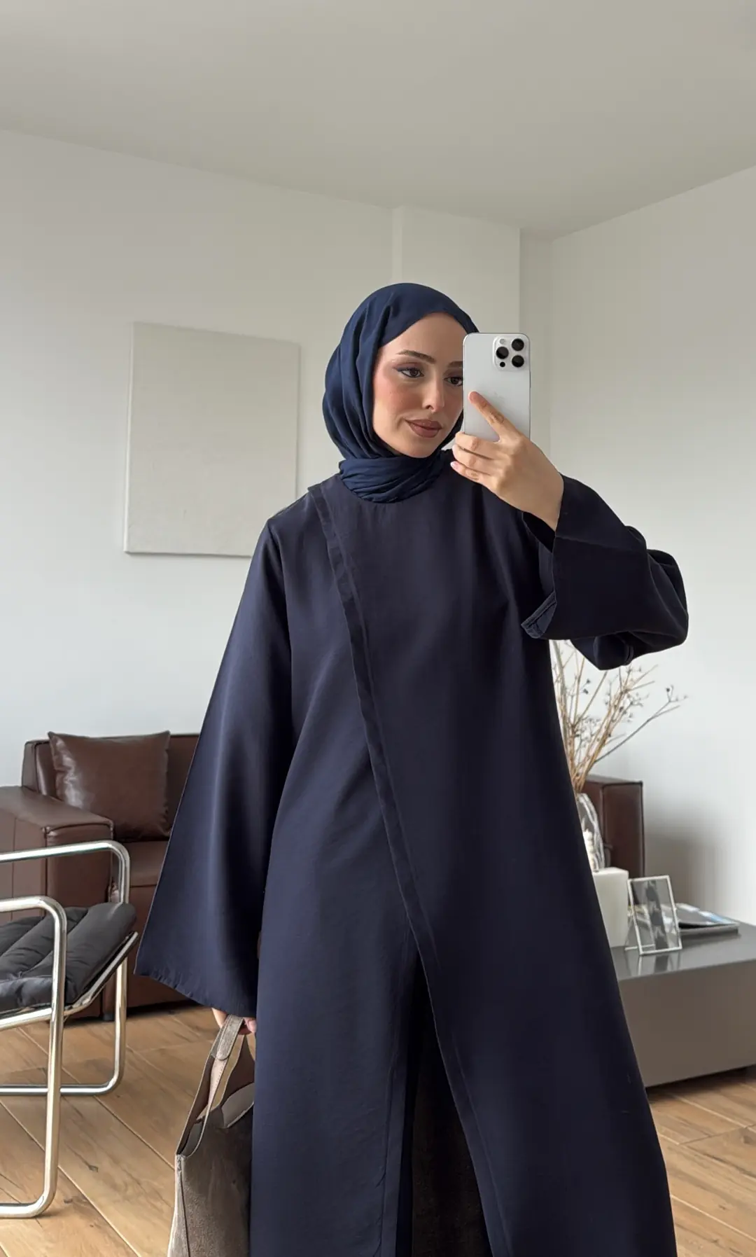 Uzun Çapraz Tunikli Takım Lacivert