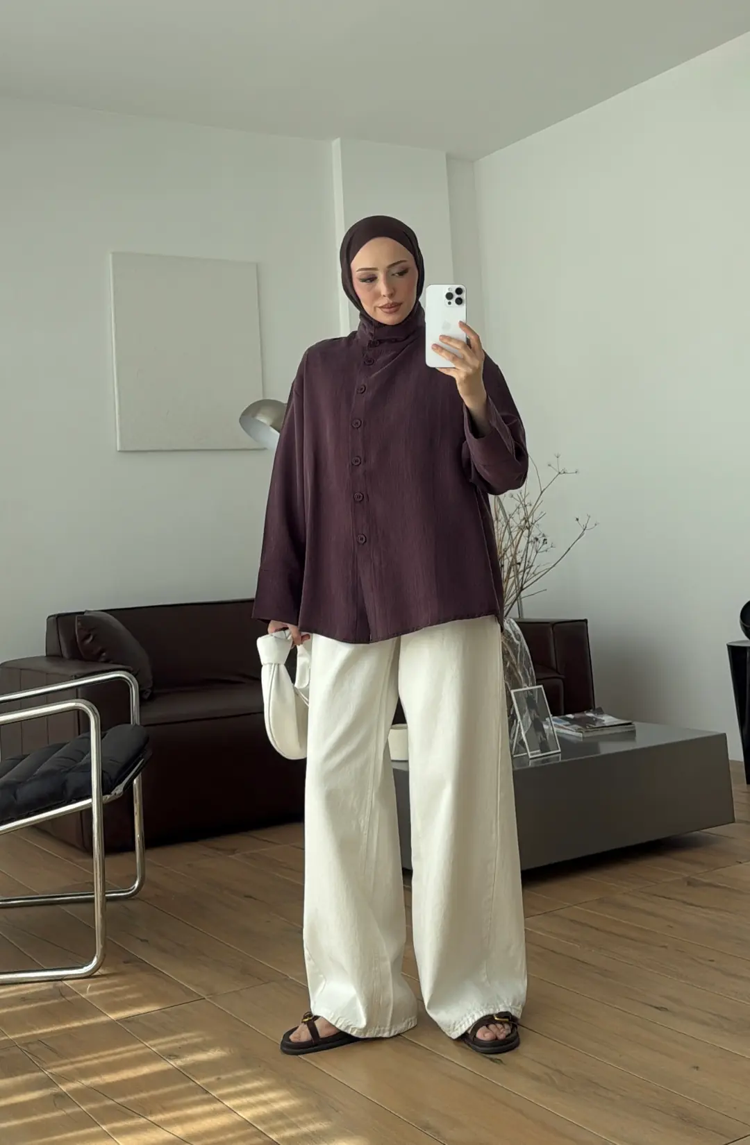 Dik Yaka Gömlek Mürdüm