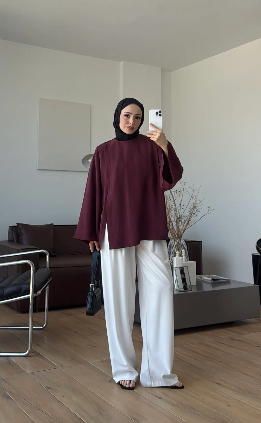 Blùm Yırtmaç Detay Bluz Bordo