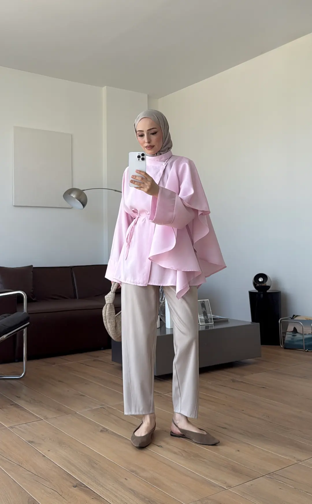 Kruvaze Kapama Volanlı Gömlek Pembe