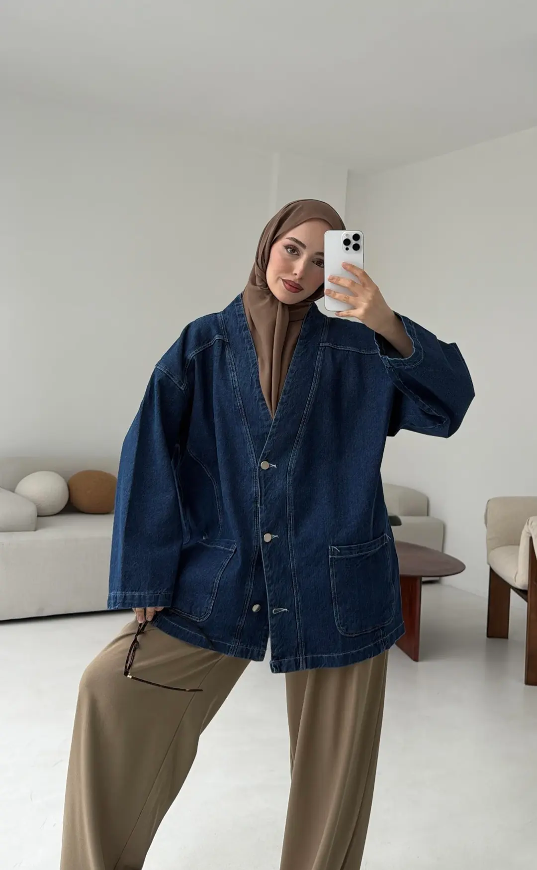 Oversize Wide Denim Ceket Mavi