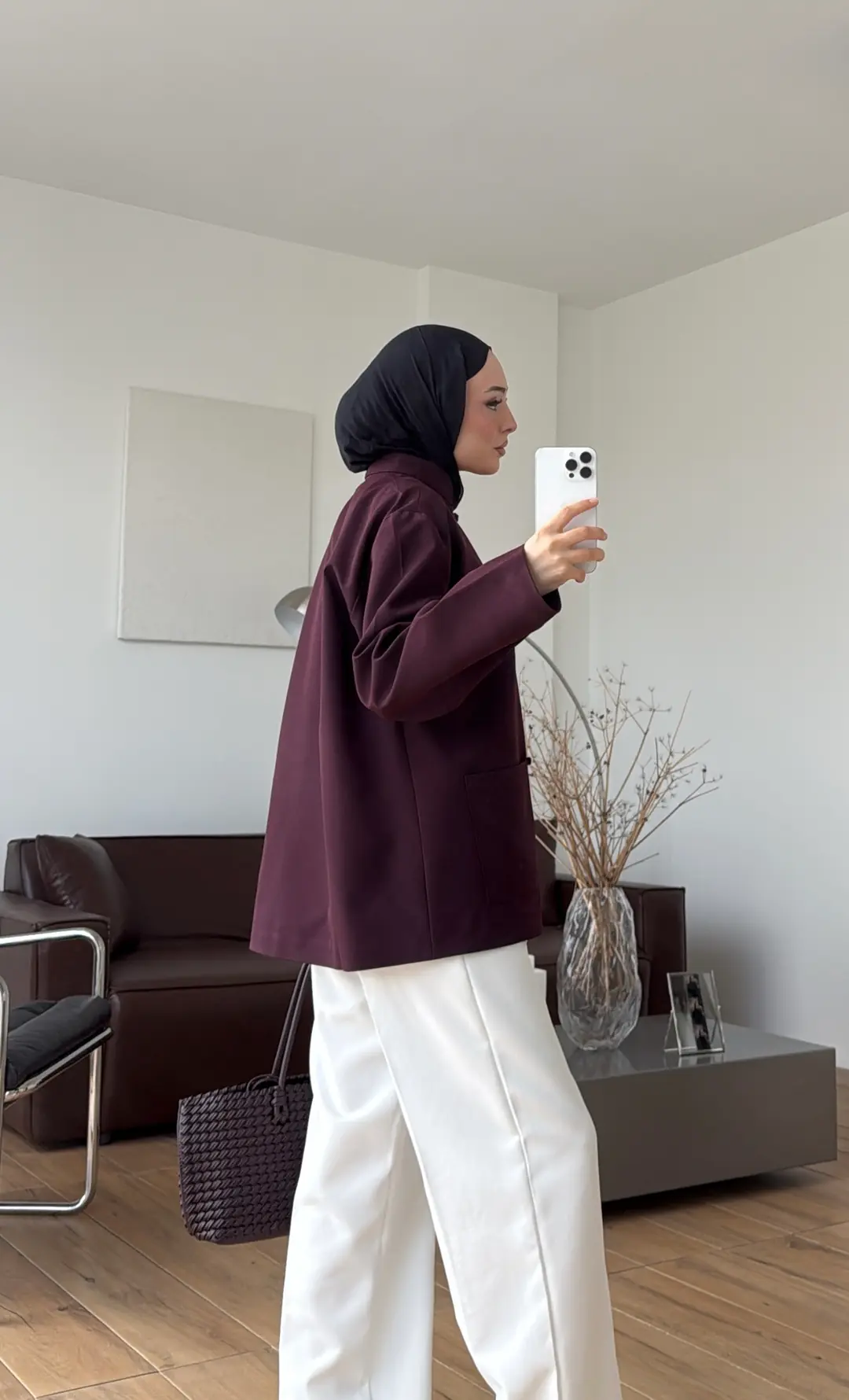 Süslü Düğmeli Krep Ceket Mürdüm
