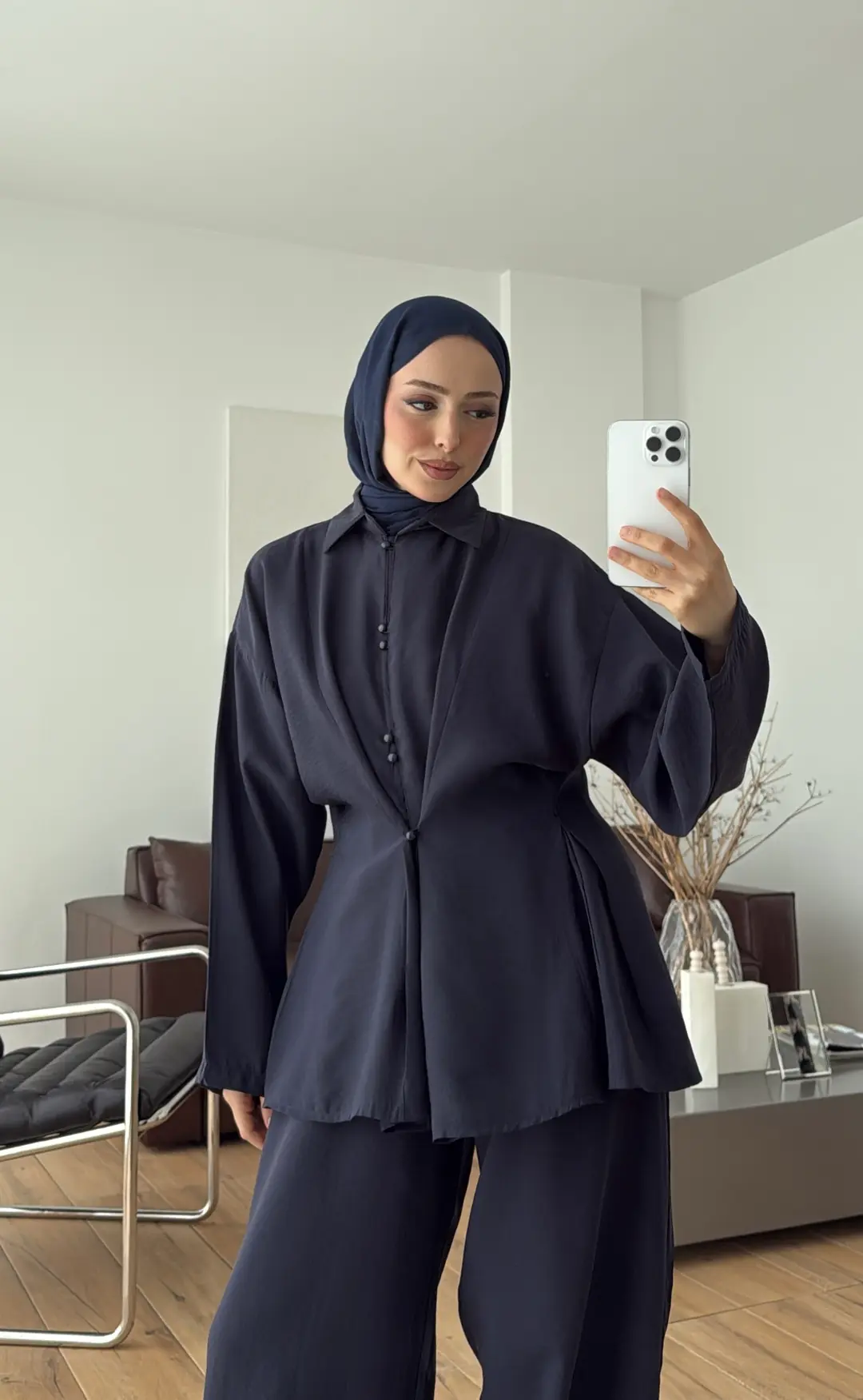 Top Düğmeli Tasarım Takım Lacivert