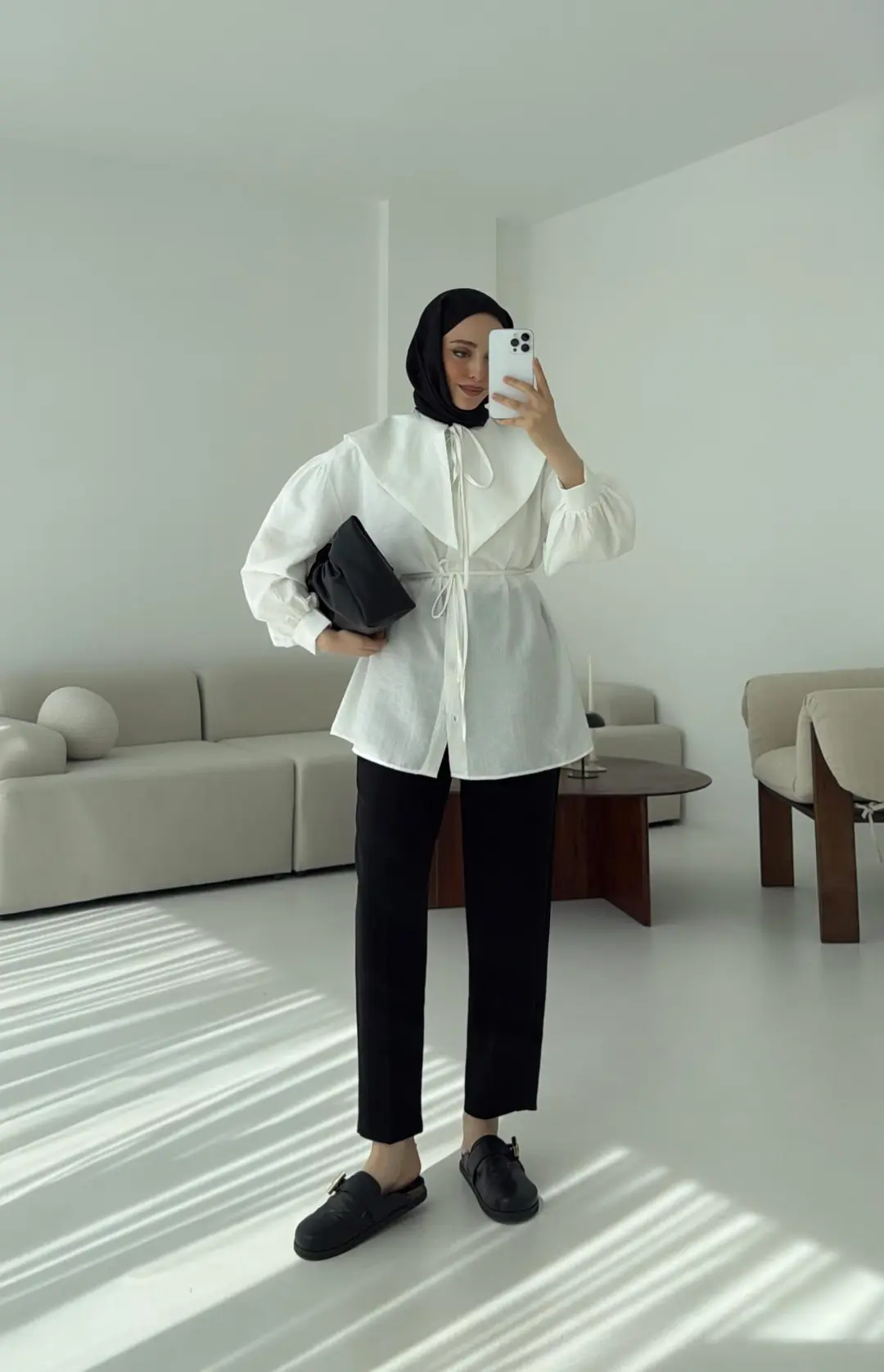 Bebe Yaka Bağlamalı Gömlek  Beyaz