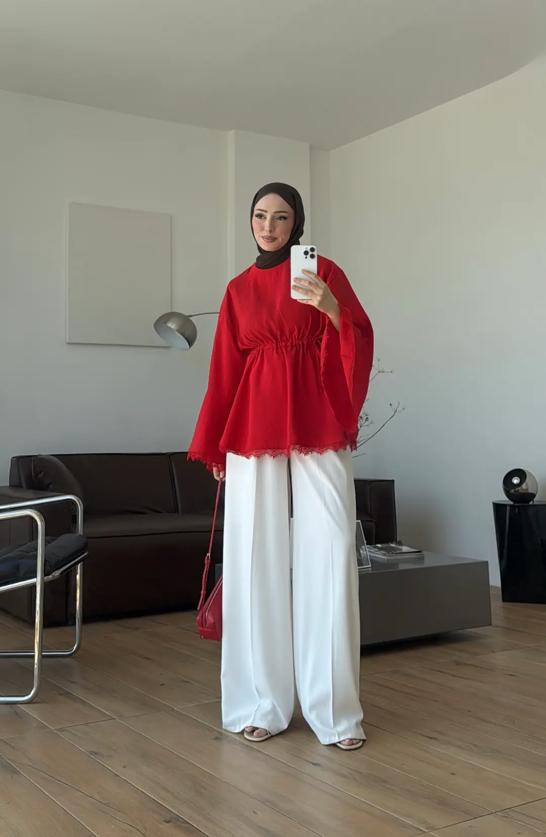Lace Bel Detay Tunik Kırmızı