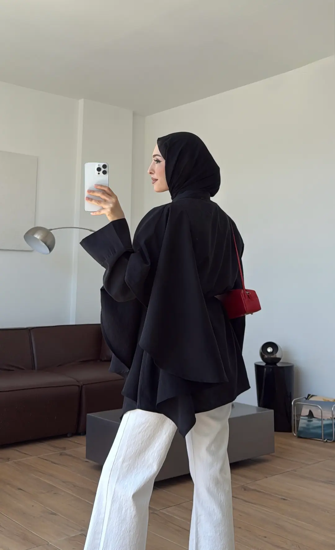 Kruvaze Kapama Volanlı Gömlek Siyah