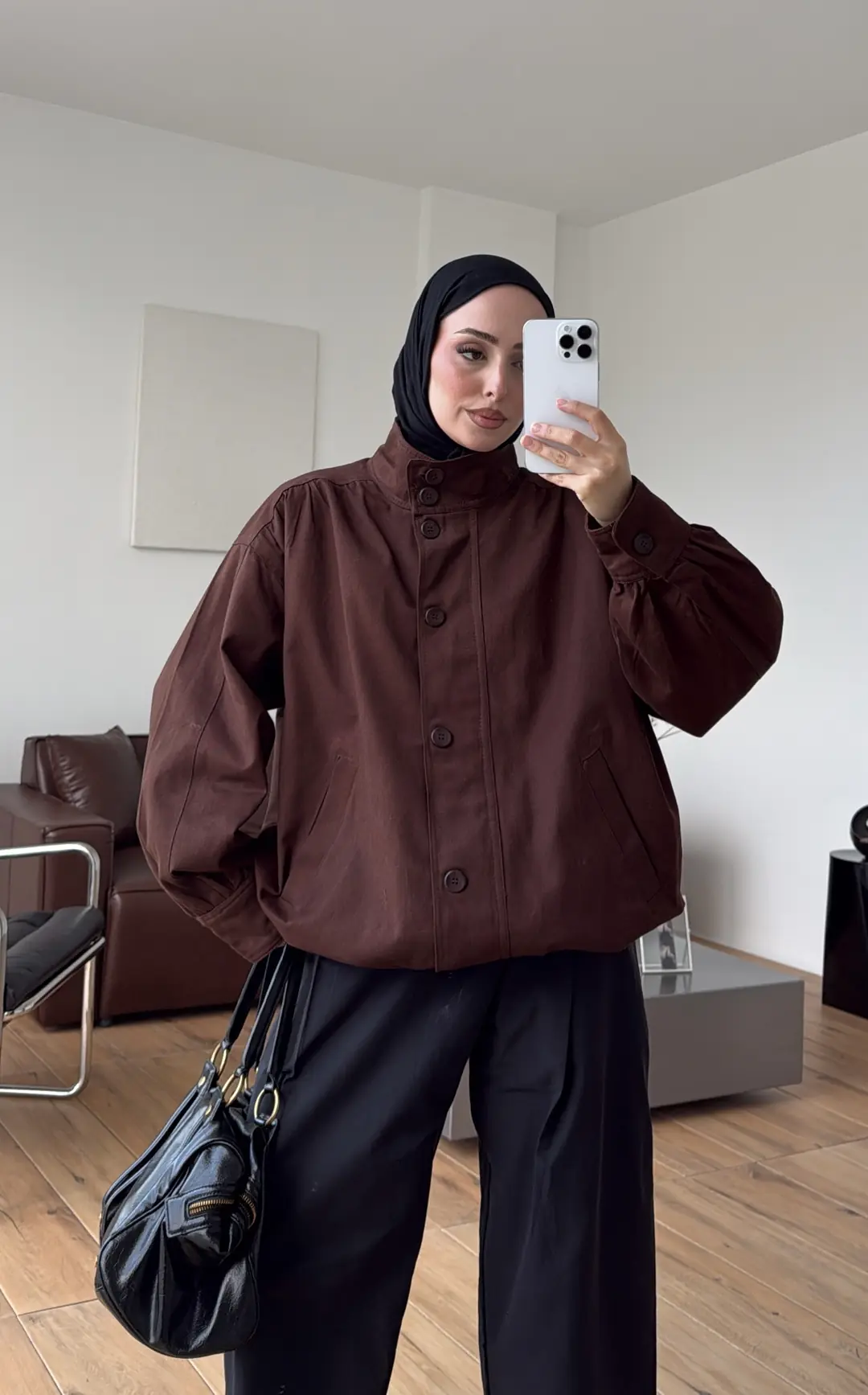 Gabardin Bomber Ceket Kahve