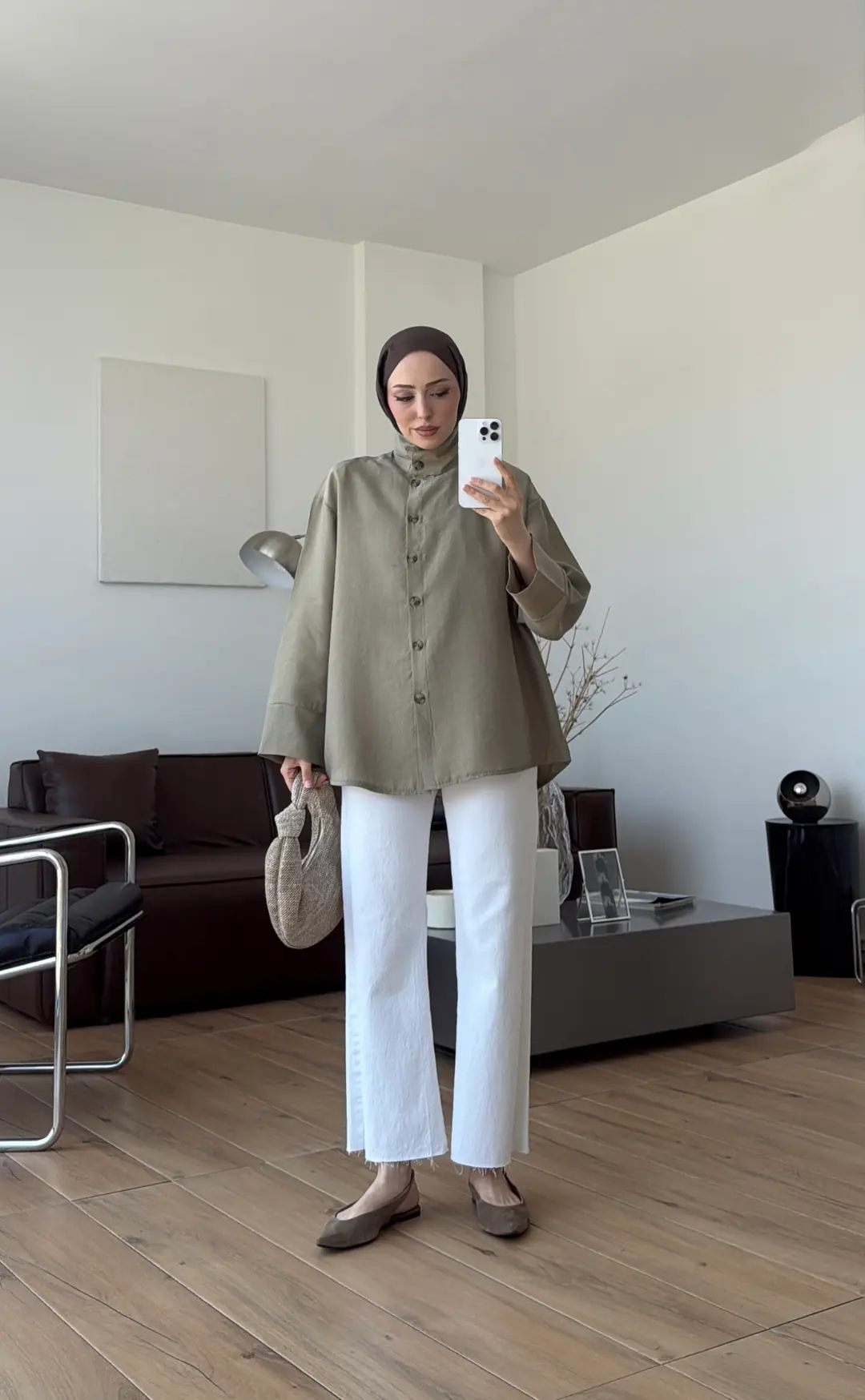 Dik Yaka Gömlek Olive
