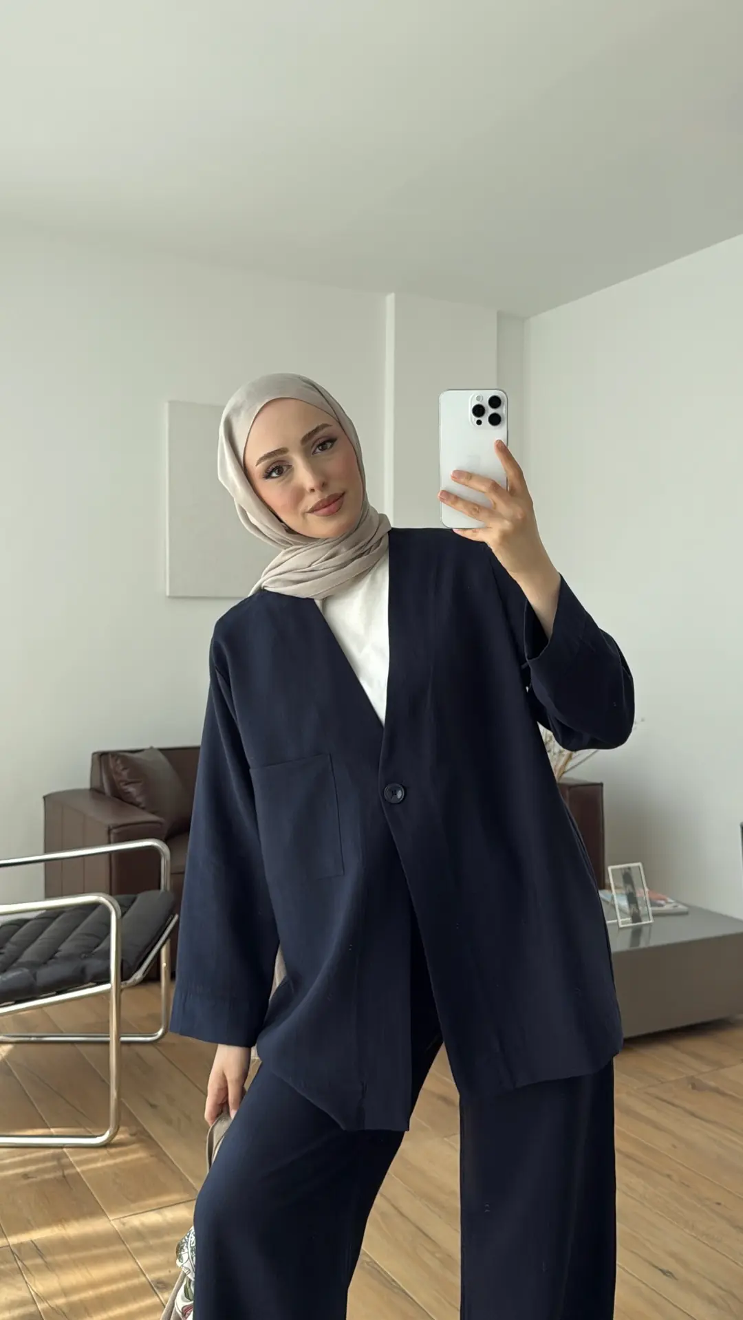 Tek Düğmeli Modal Takım Lacivert