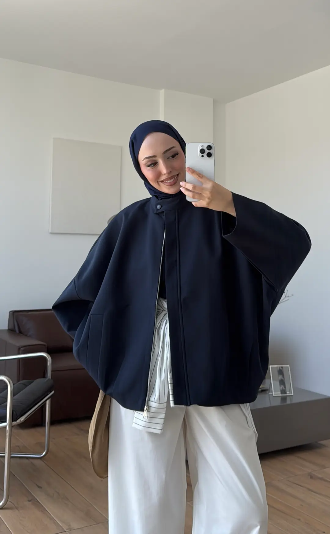 Pile Detay Bomber Ceket Lacivert