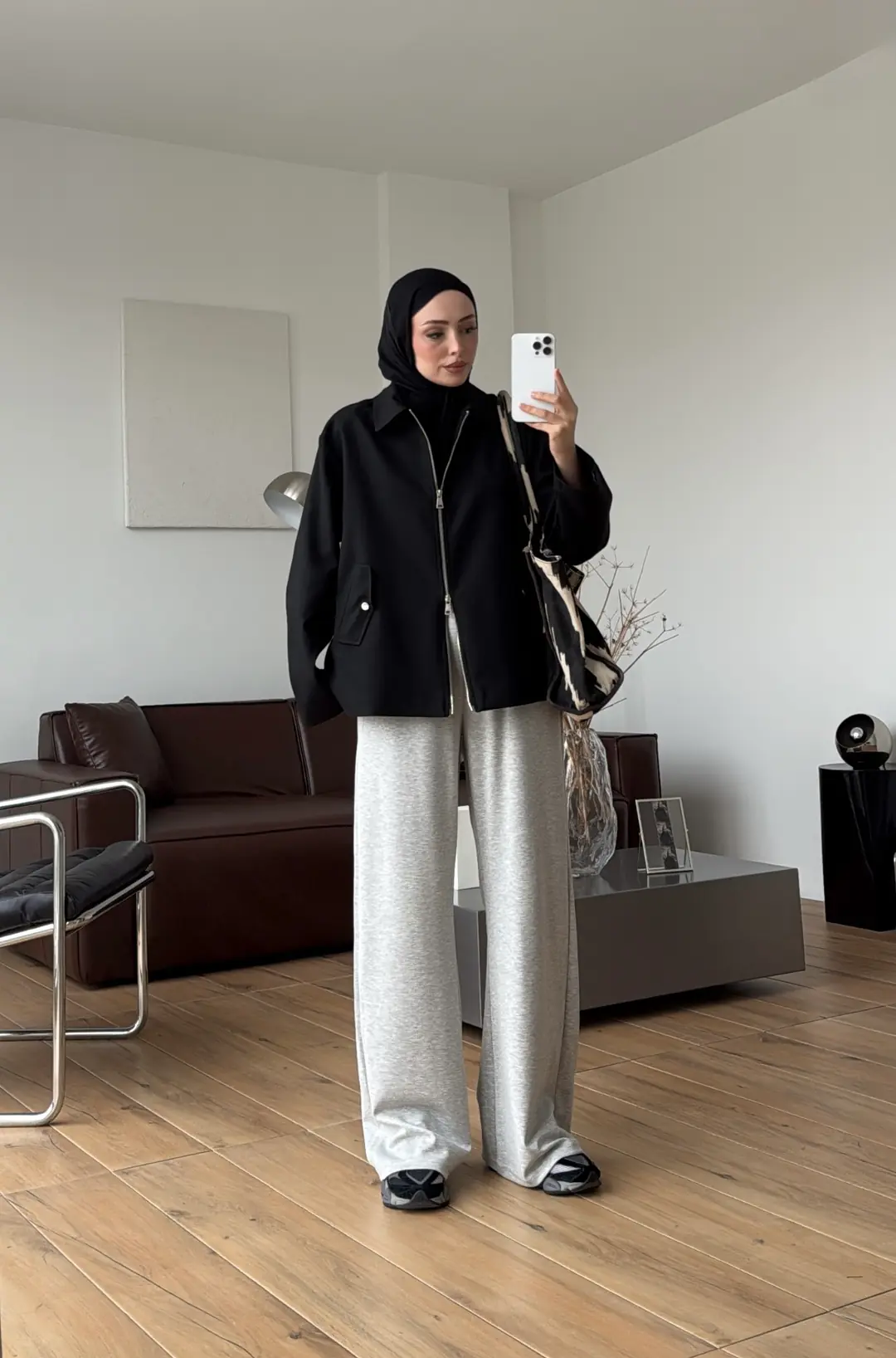 Çift Fermuarlı Ceket Siyah