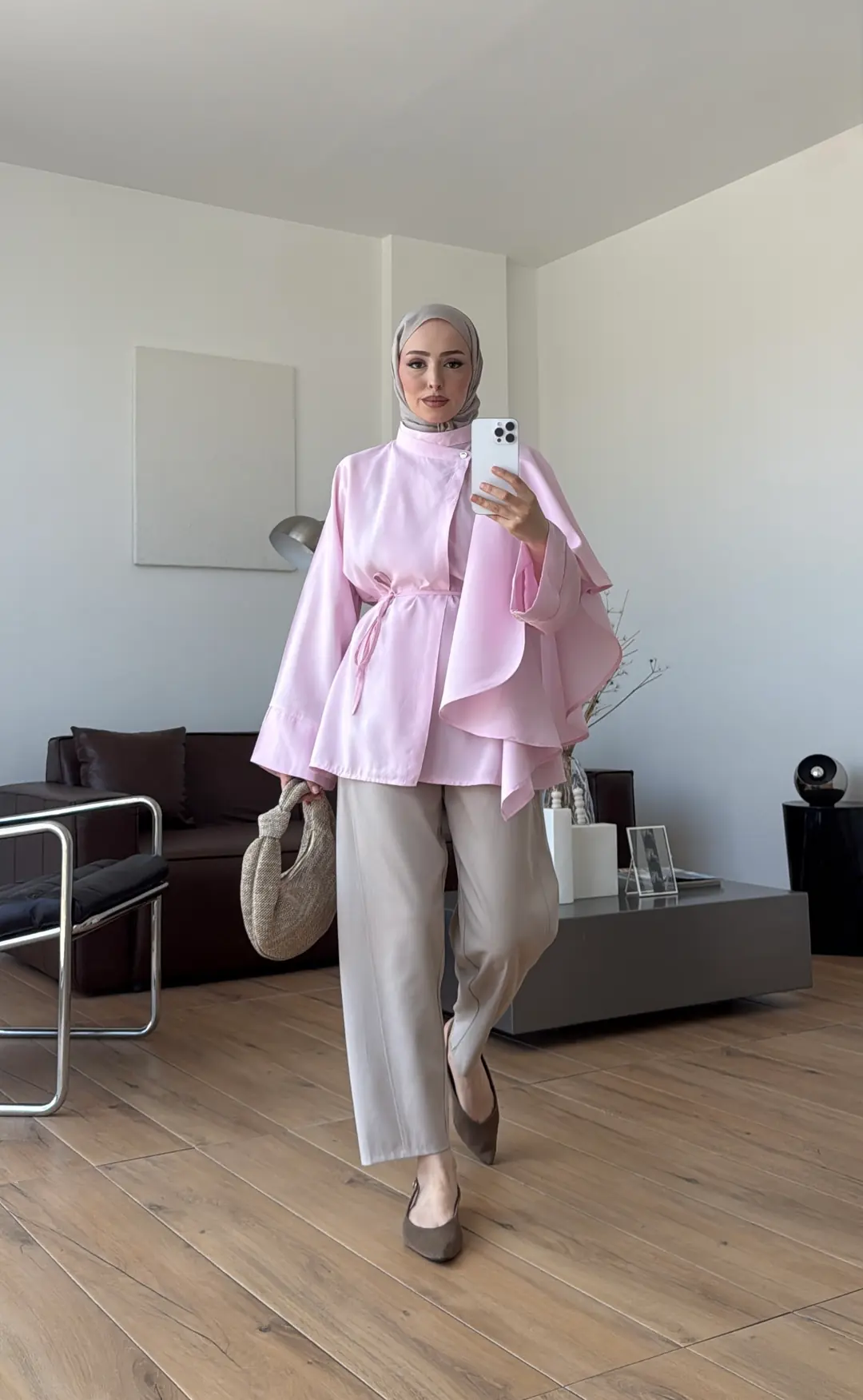 Kruvaze Kapama Volanlı Gömlek Pembe