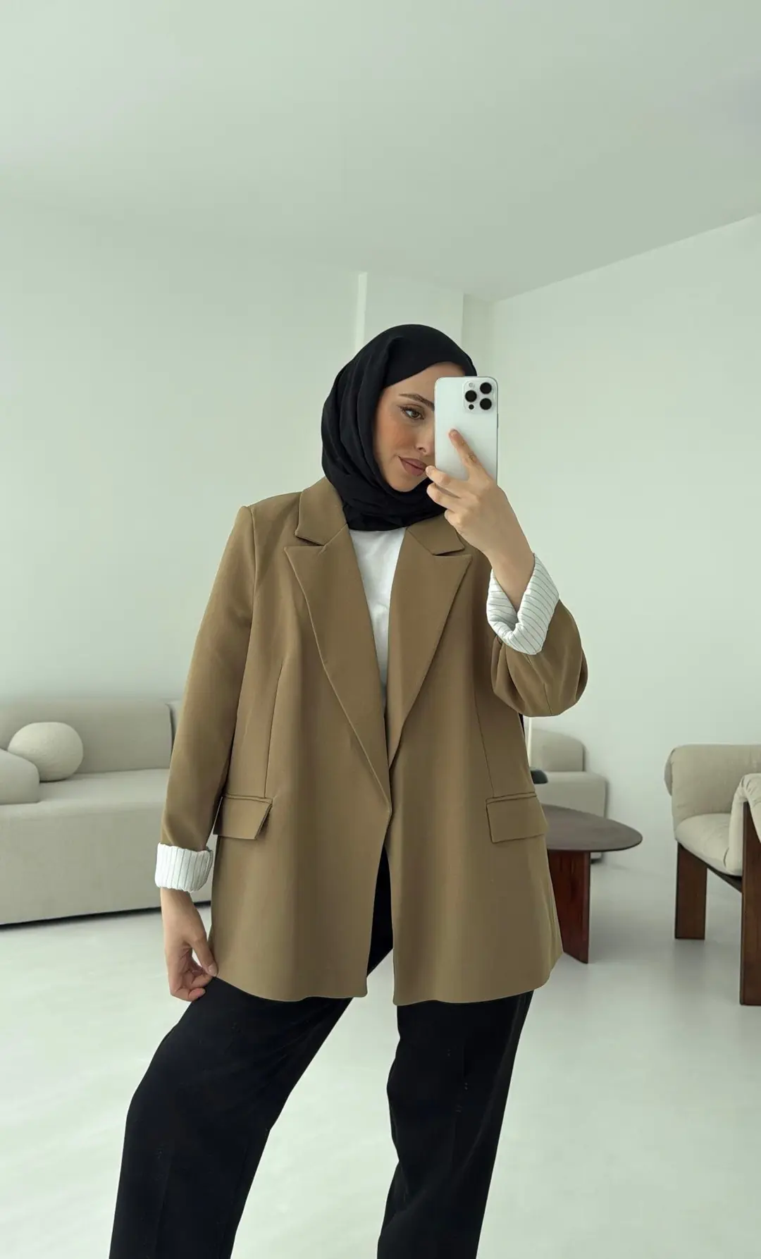 Kolu Katlamalı Blazer Olive
