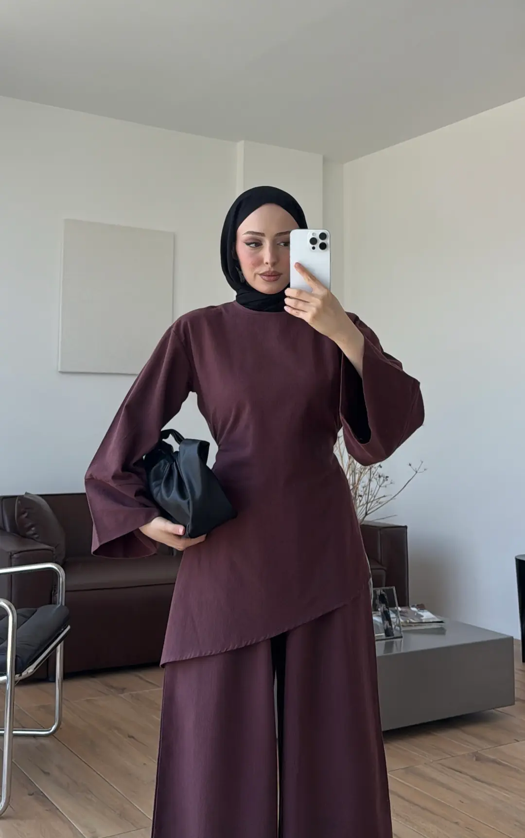 Yırtmaçlı Takım Bordo