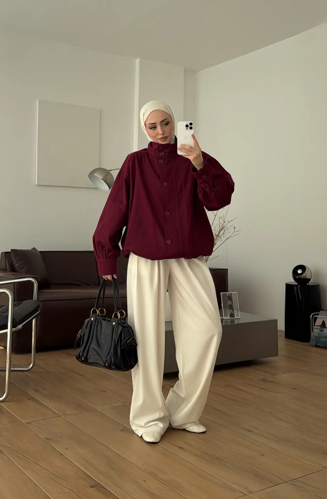 Gabardin Bomber Ceket Bordo