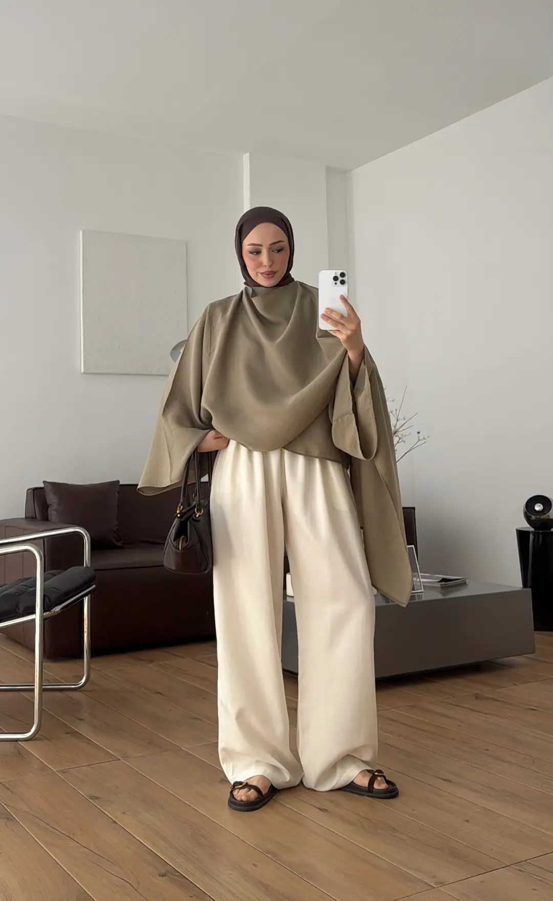 Şal Detay Bluz Olive