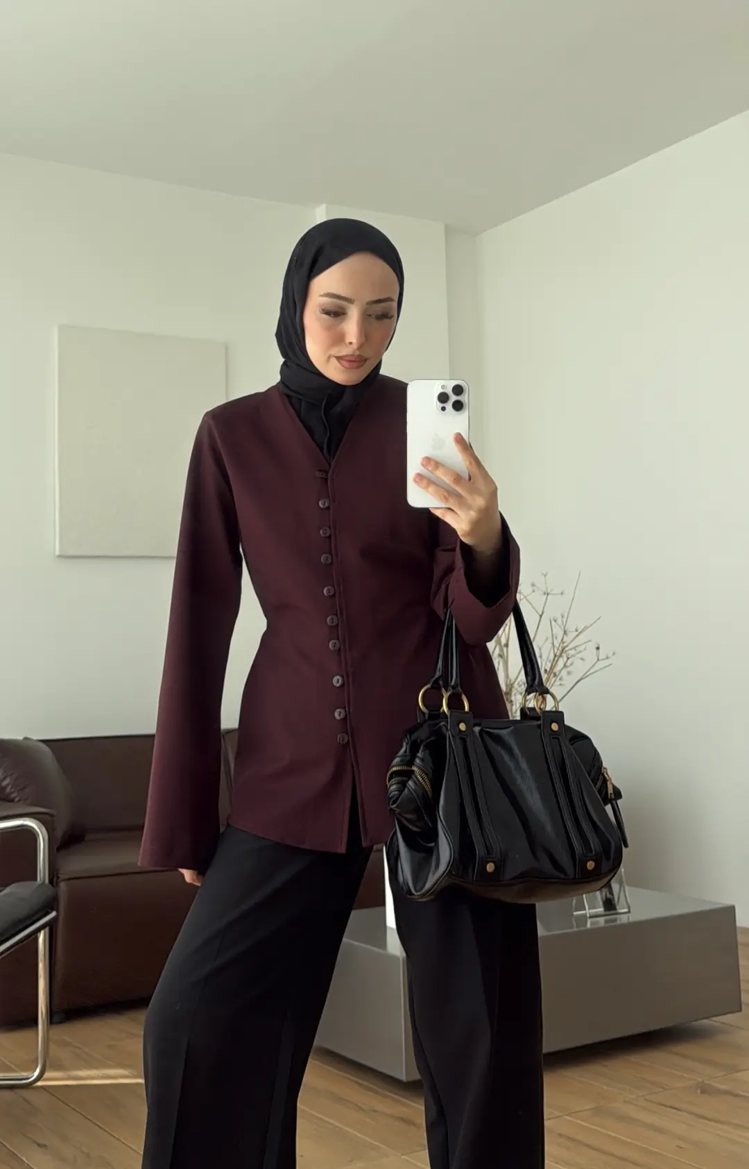 Oysho Düğmeli Bluz Mürdüm