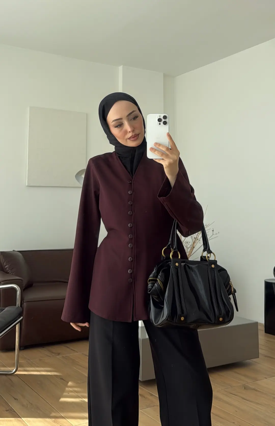 Oysho Düğmeli Bluz Mürdüm
