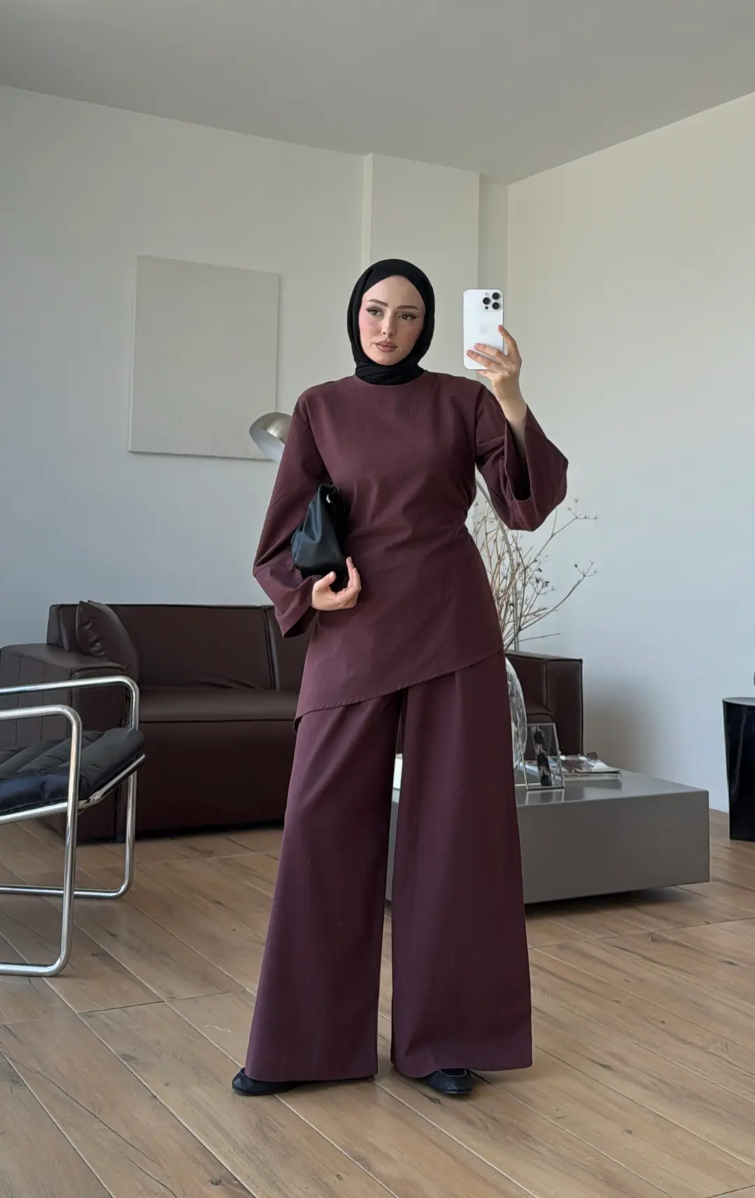 Yırtmaçlı Takım Bordo
